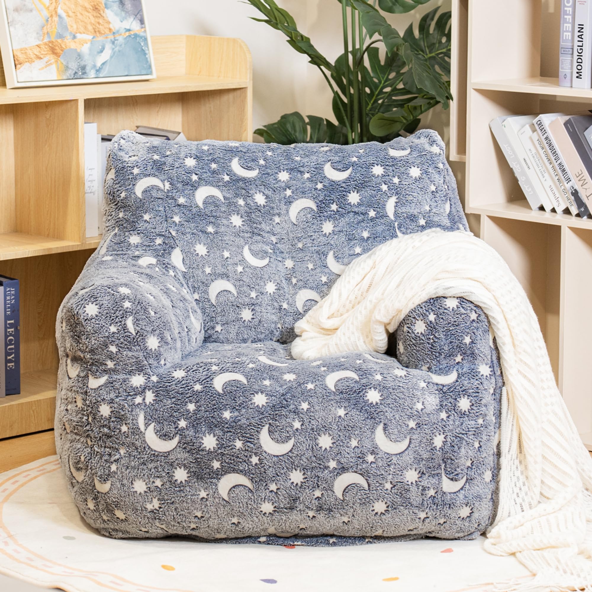 Memory Foam Bean Bag Chair with Faux Fur Cover