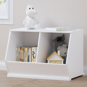 Stackable Toy Storage Cabinet Wooden Cubby Organizer White Shelf