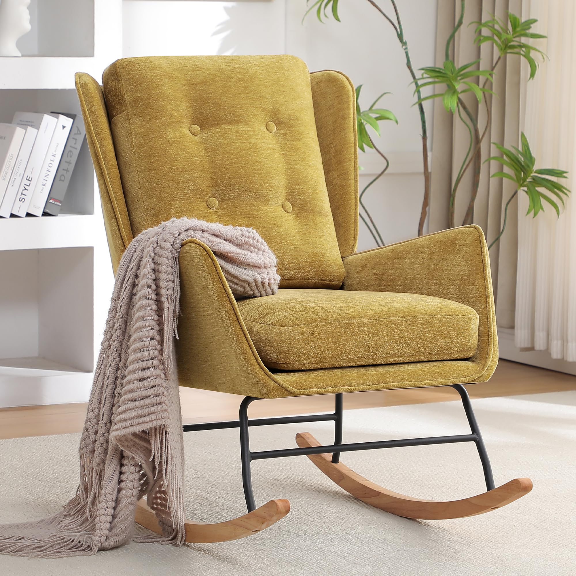 Nursery Rocking Chair with High Backrest