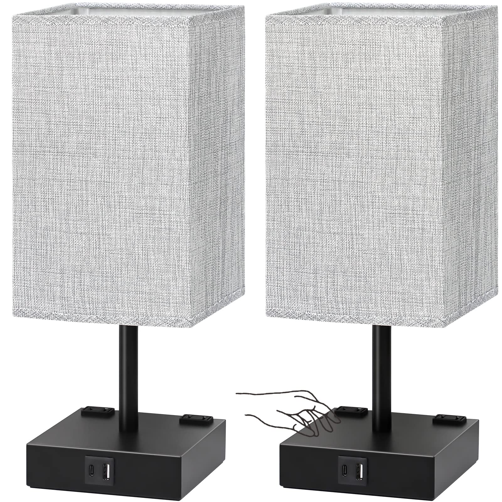 Bedside Table Lamps Set of 2 - Touch Nightstand Lamp for Bedroom