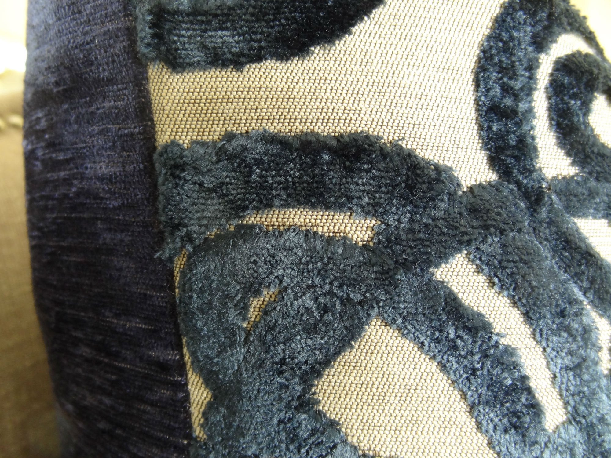 Luxury Designer Decortative Throw Pillow - Navy Beige Graphic