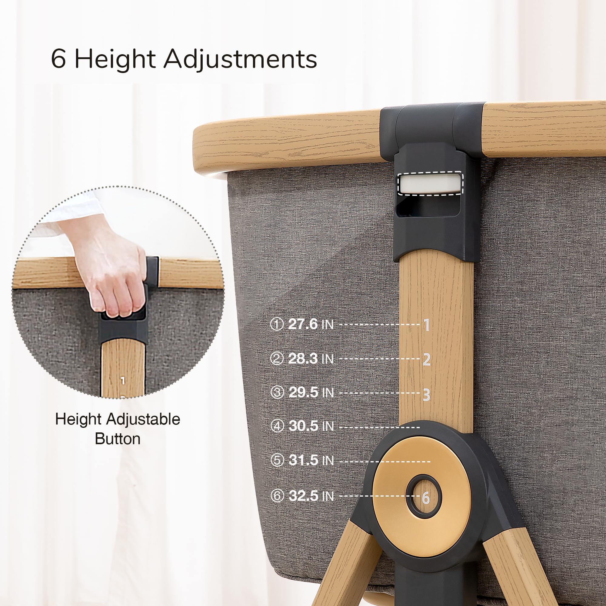 3-in-1 Baby Bassinet Bedside Sleeper with Adjustable Height