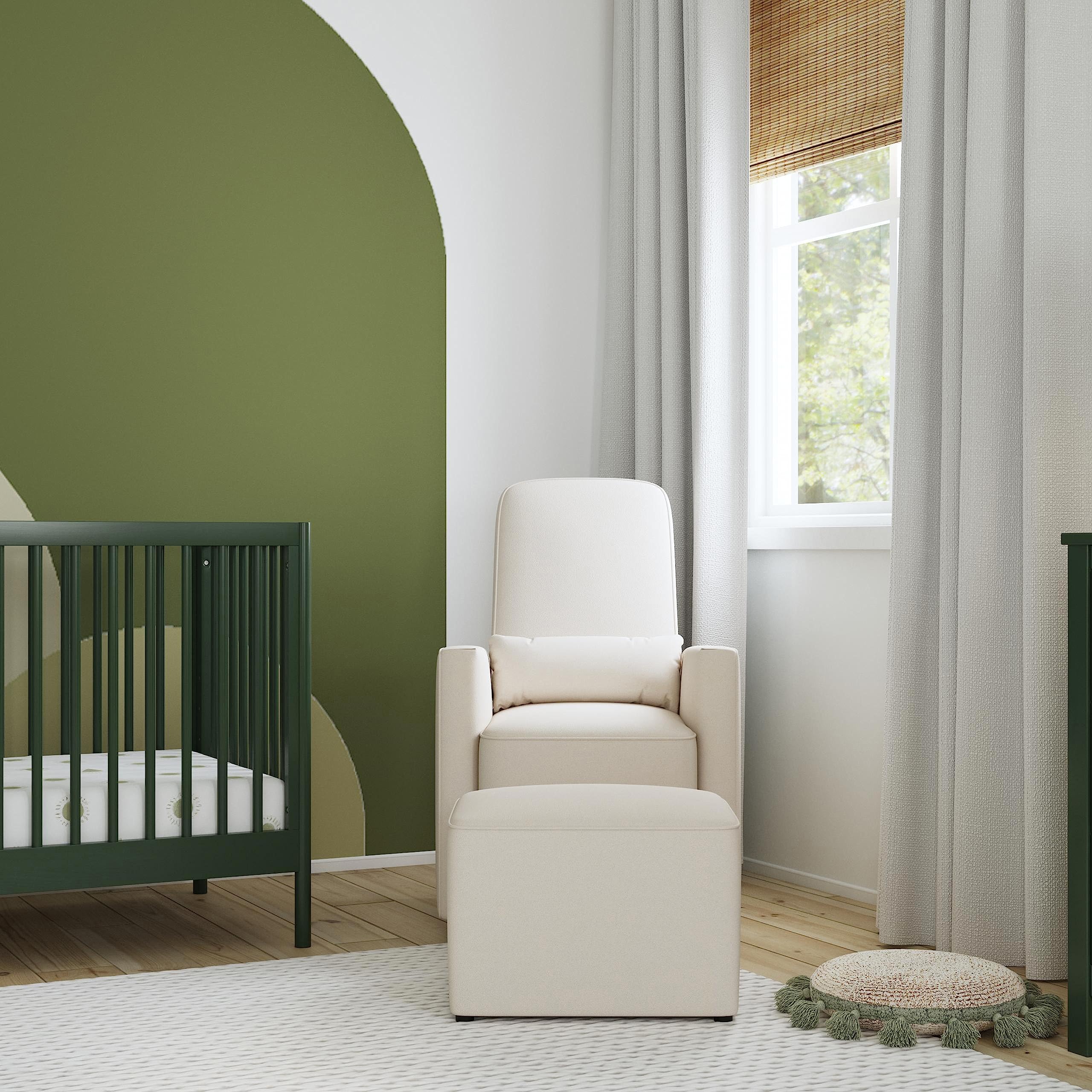 Olive Upholstered Swivel Glider with Bonus Ottoman