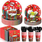 Party Supplies Serves 30, Hero Themed Paper Plates Napkins Cups