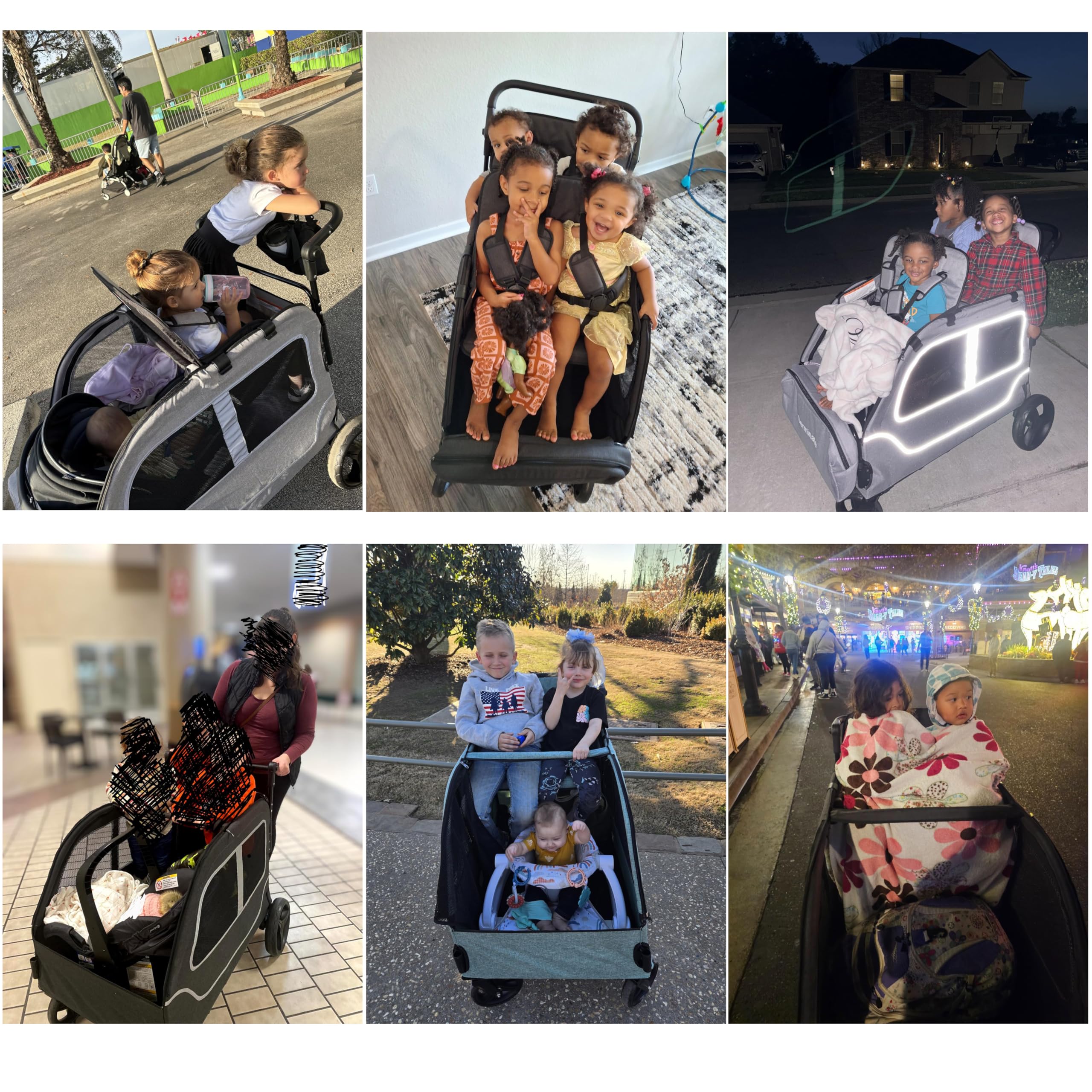 4 Seater Wagon Stroller, Large Wagon for Kids 2 3 Toddler Travel