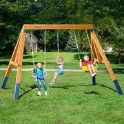 3-in-1 Playground Wooden Swing Sets for Backyard, DIY Swing Sets
