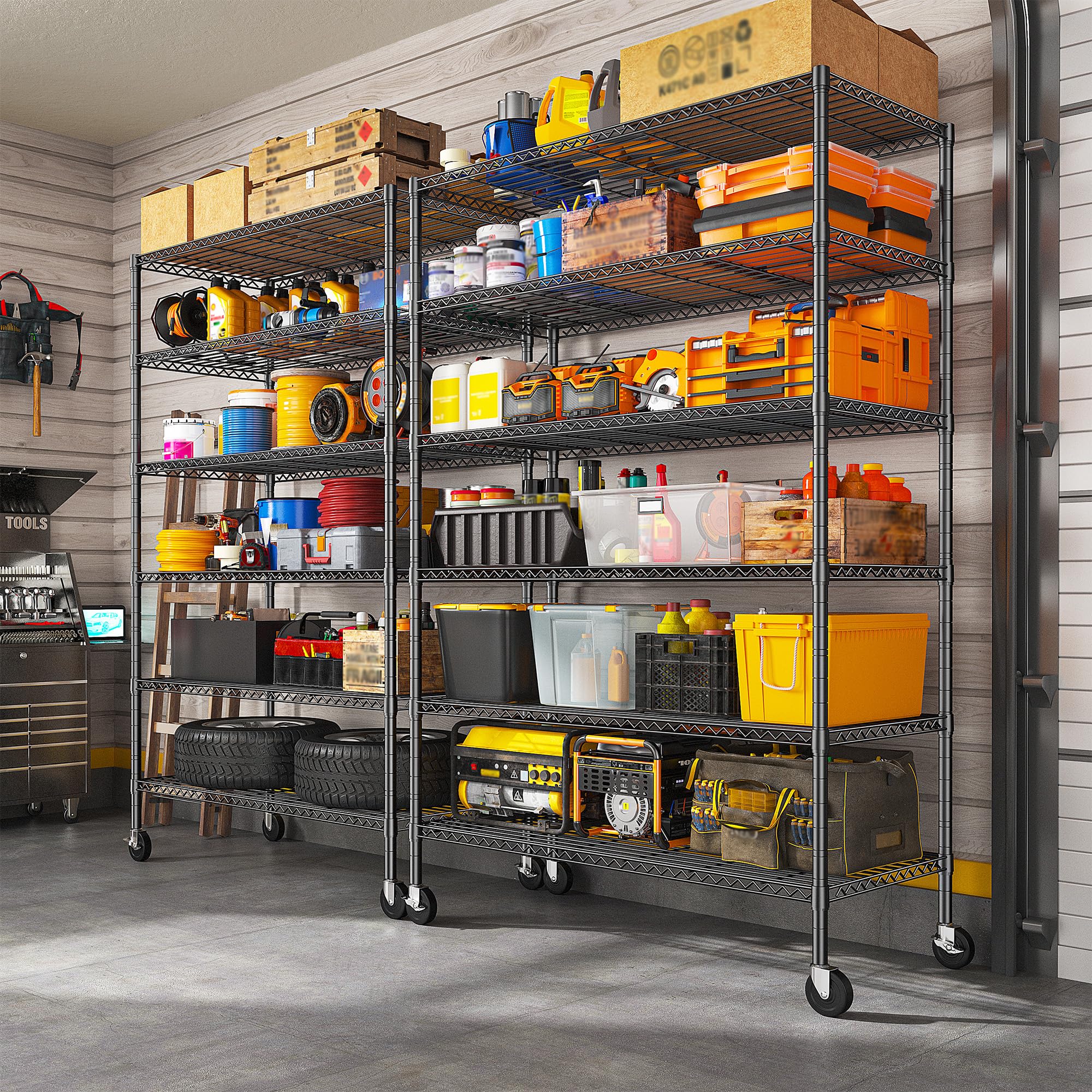 6-Tier Metal Storage Shelving with Wheels