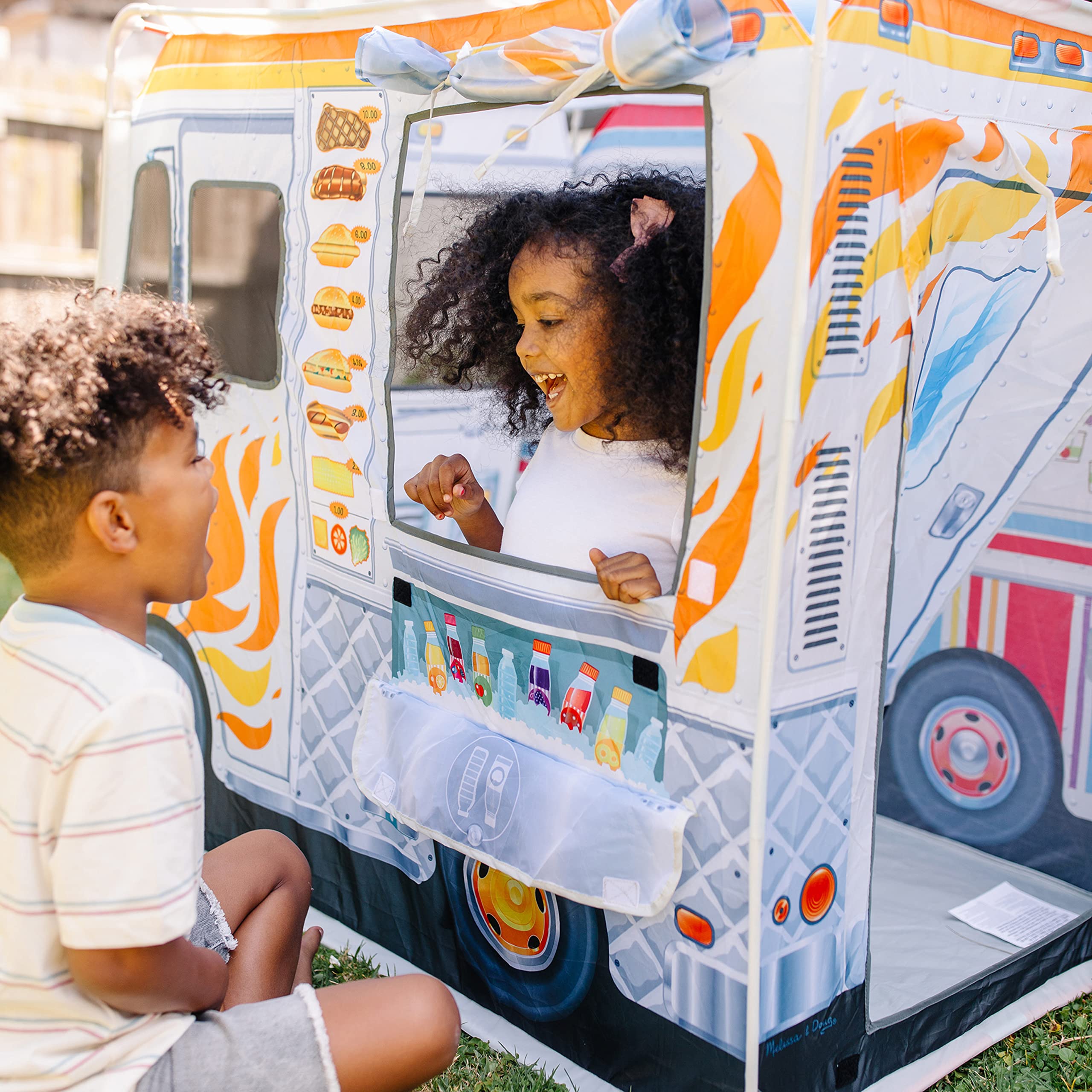 Double-Sided Food Truck Play Tent - Ice Cream and BBQ Role Play Toy