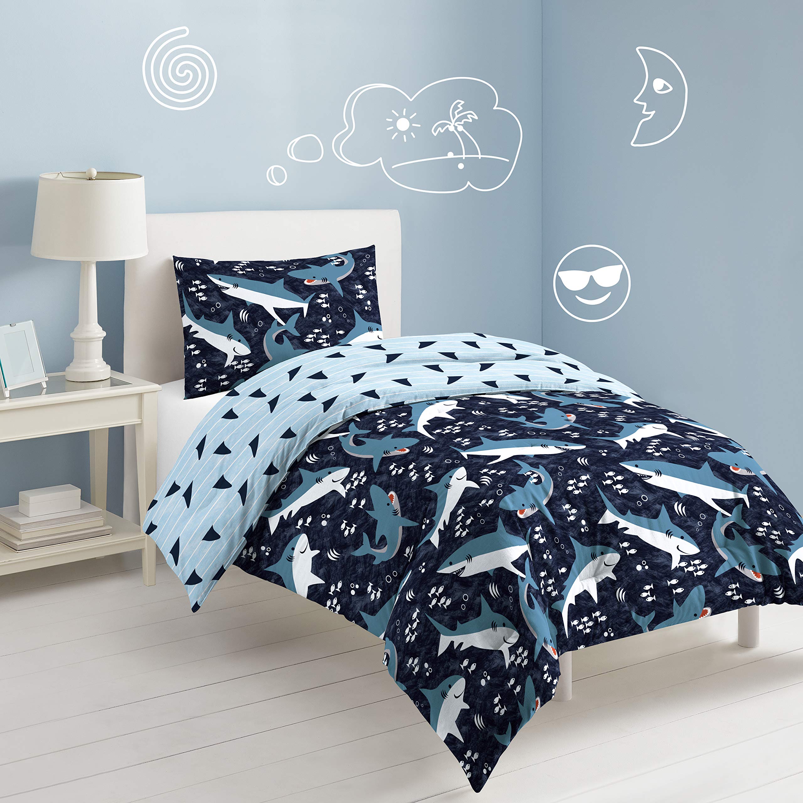 Sharks Twin Comforter Set for Boys 2 Piece Cotton