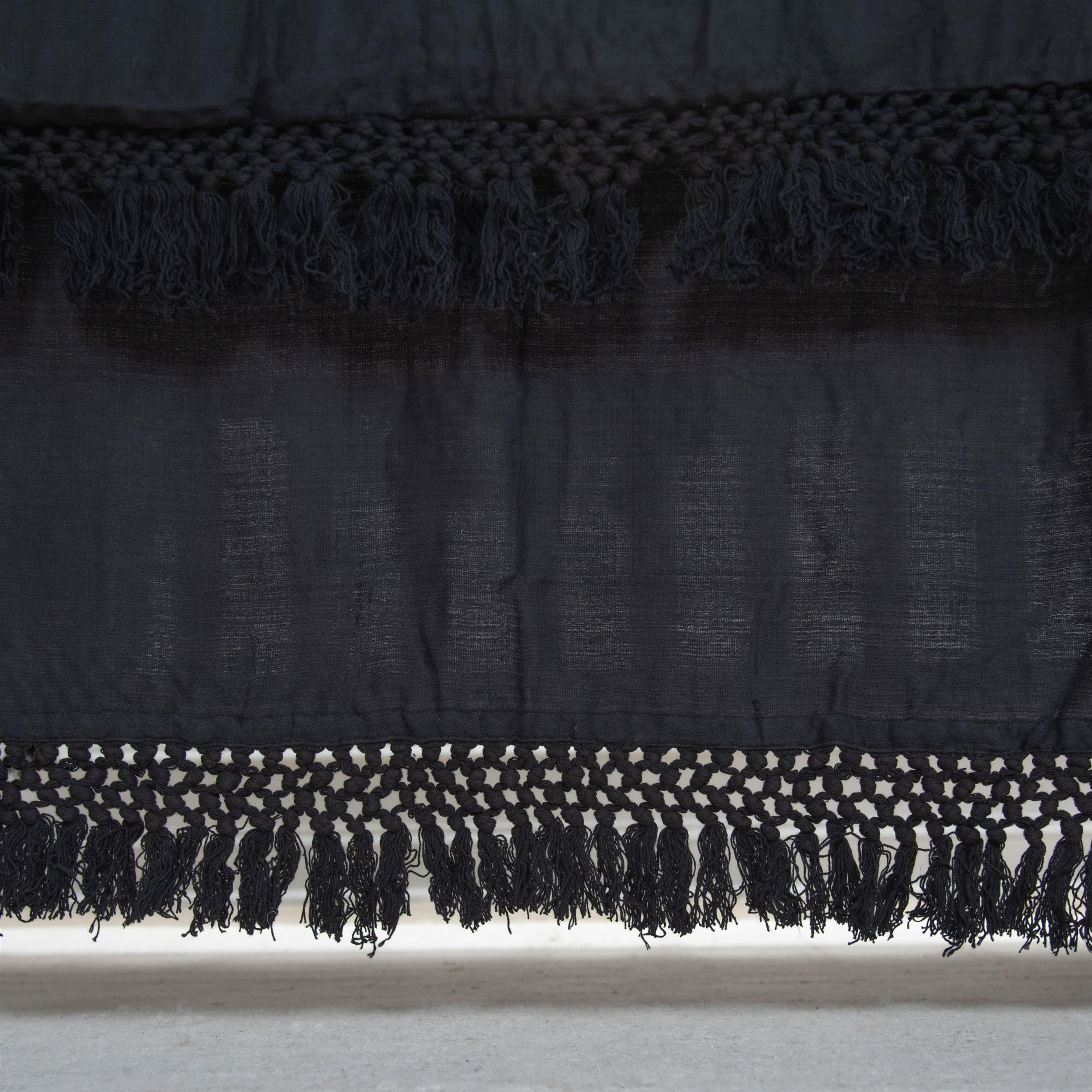 Black Cotton Crib Bed Skirt with Fringe