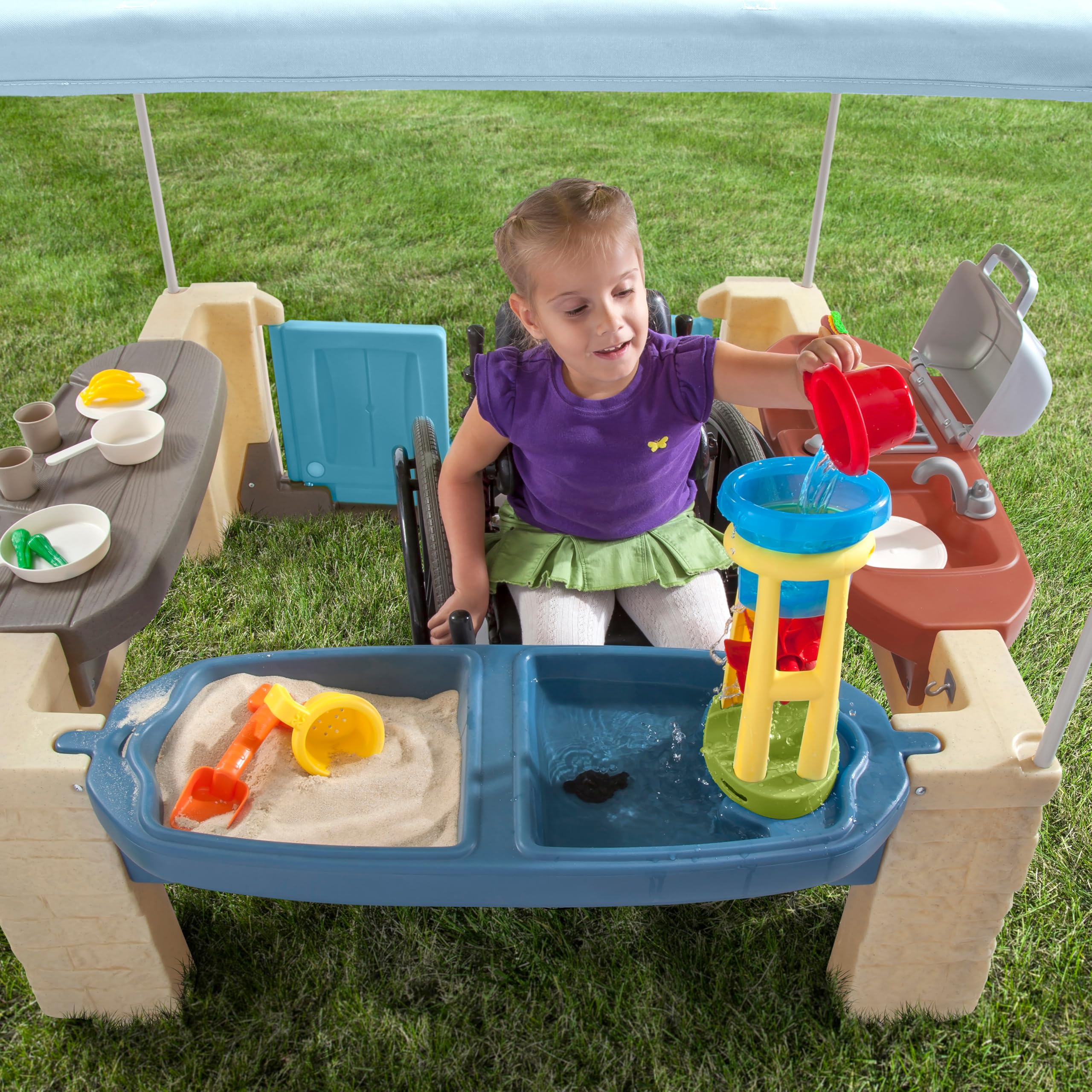 All Around Playtime Patio with Canopy Playset – Shaded Outdoor Playhouse for Kids