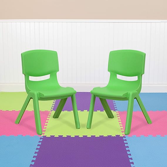 2 Pack Natural Plastic Stackable School Chair with 10.5"