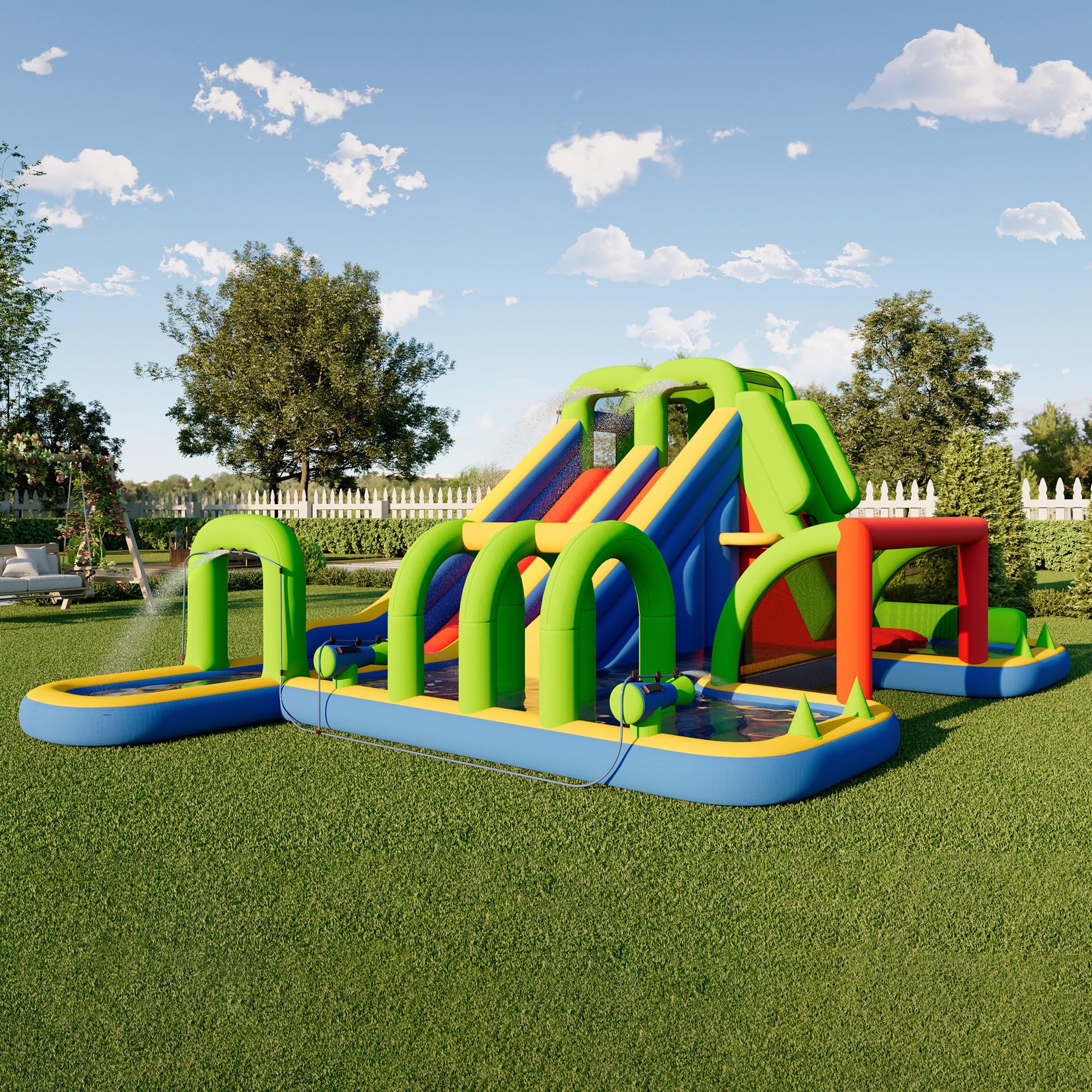 Bounce House, Inflatable Bouncer with Air Blower, Jumping Castle with Slide