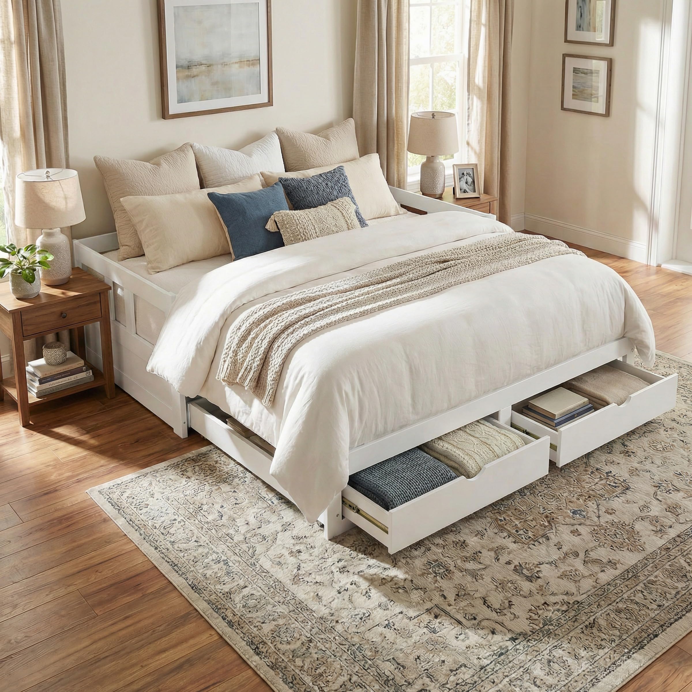 Convertible Twin to King Daybed with Trundle and Storage
