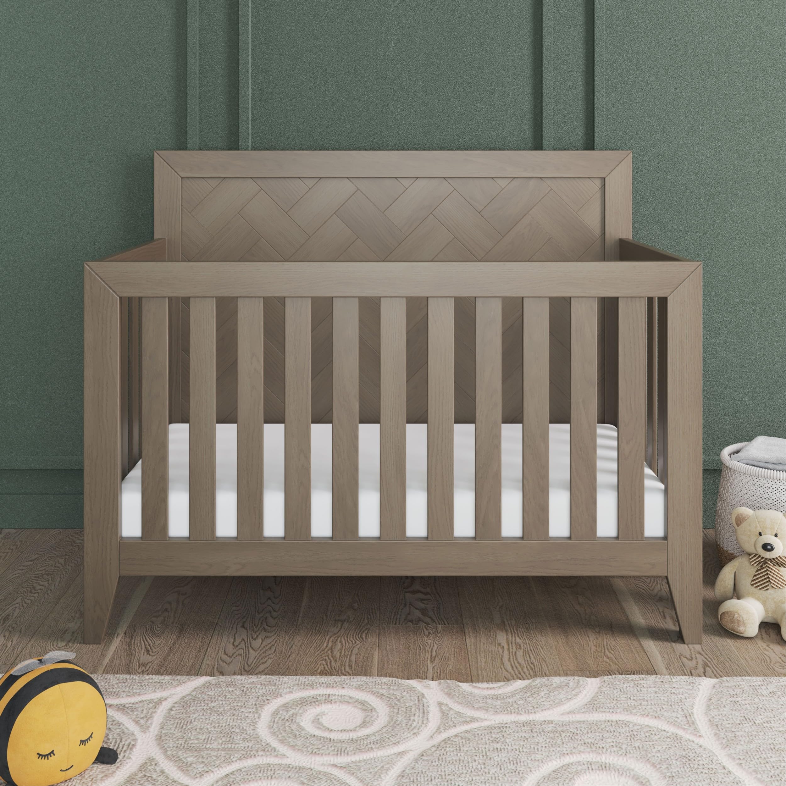4-in-1 Convertible Baby Crib with Adjustable Mattress Heights