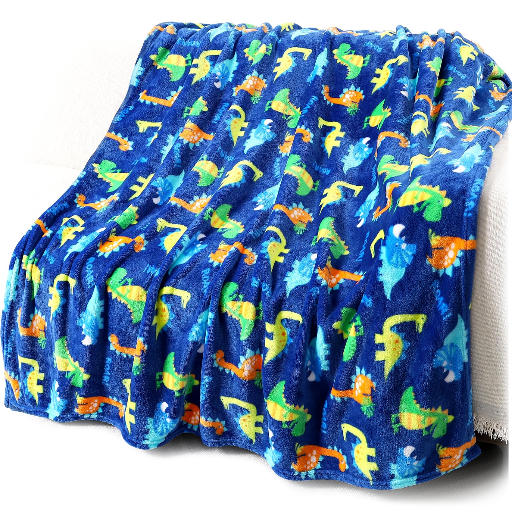 Warm Soft Toddler Fleece Blankets for Boys with Dinosaur Pattern Print