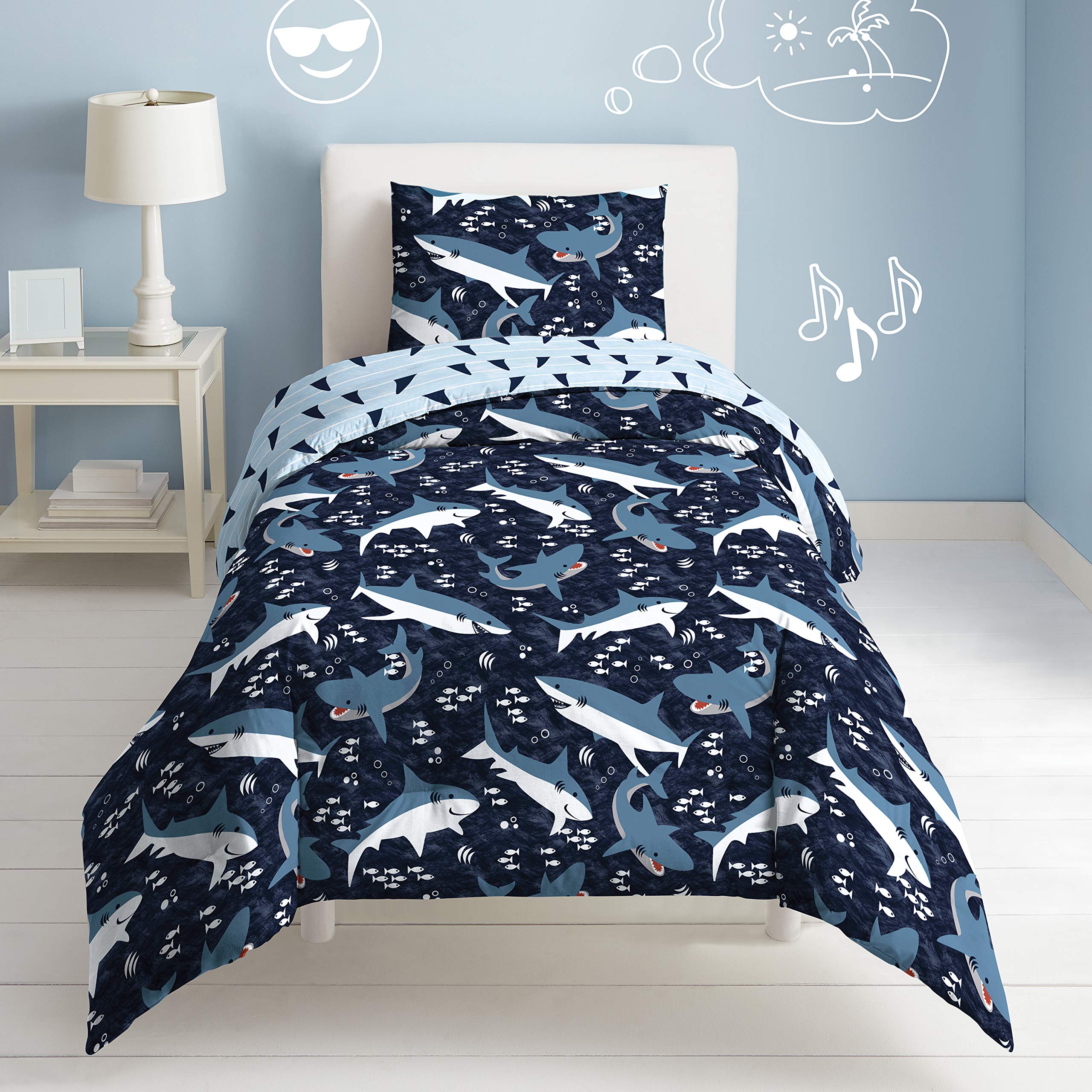 Sharks Twin Comforter Set for Boys 2 Piece Cotton