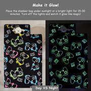MORAIS Toddler Nap Mat with Removable Pillow and Blanket, Glow in The Dark 52" x 20" Lightweight and Soft Nap Mat for Preschool, Daycare, Travel Sleeping Mat Slumber Bag for Kids (Game)