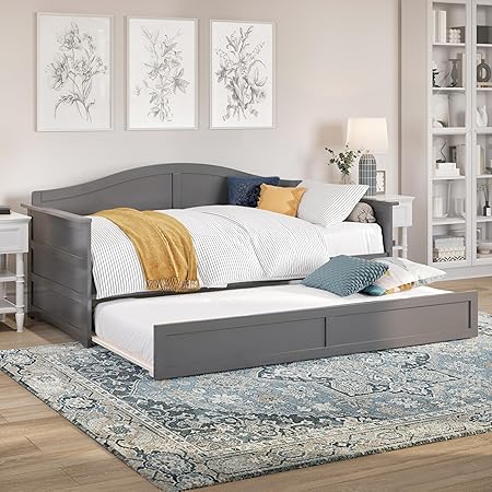 Acadia Twin Size Wood Daybed Frame with Twin Trundle