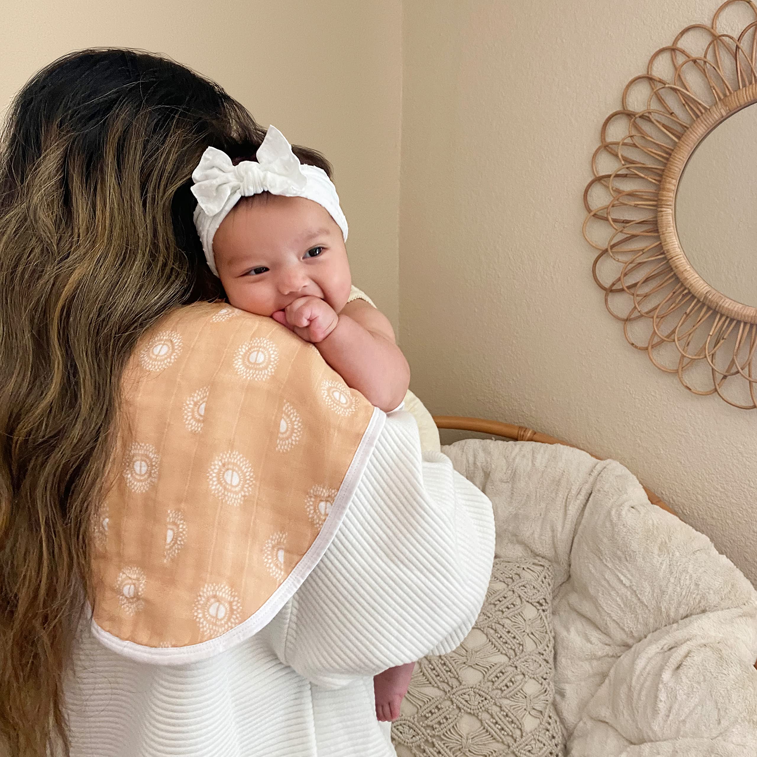 Burpy Bib, 100% Cotton Muslin, Soft Absorbent 4 Layers, Multi-Use Burp Cloth and Bib