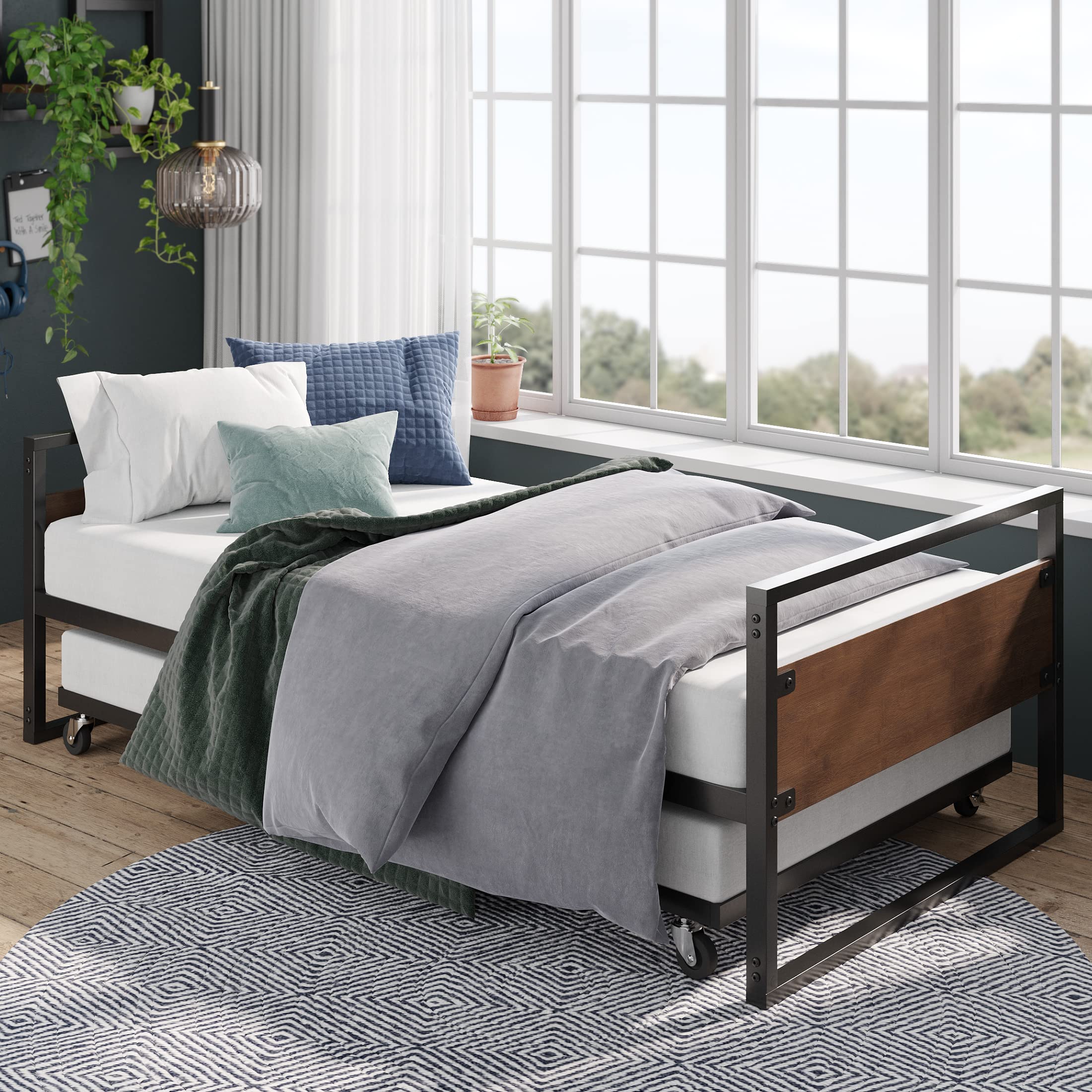 Bamboo Metal Daybed with Trundle Twin Size