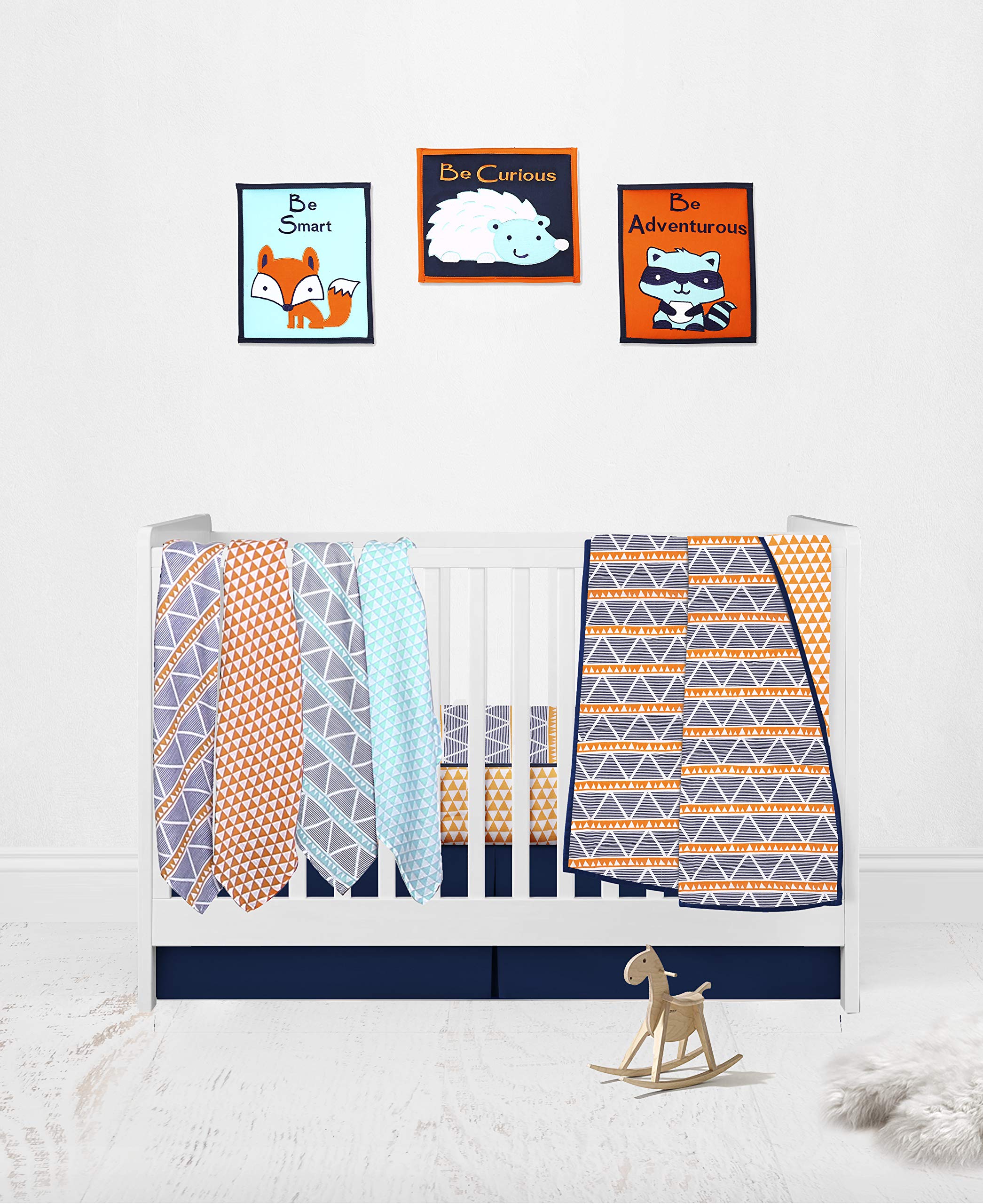 100 Percent Breathable Cotton Muslin/Percale 10 Piece Nursery Baby Crib Bedding Set
