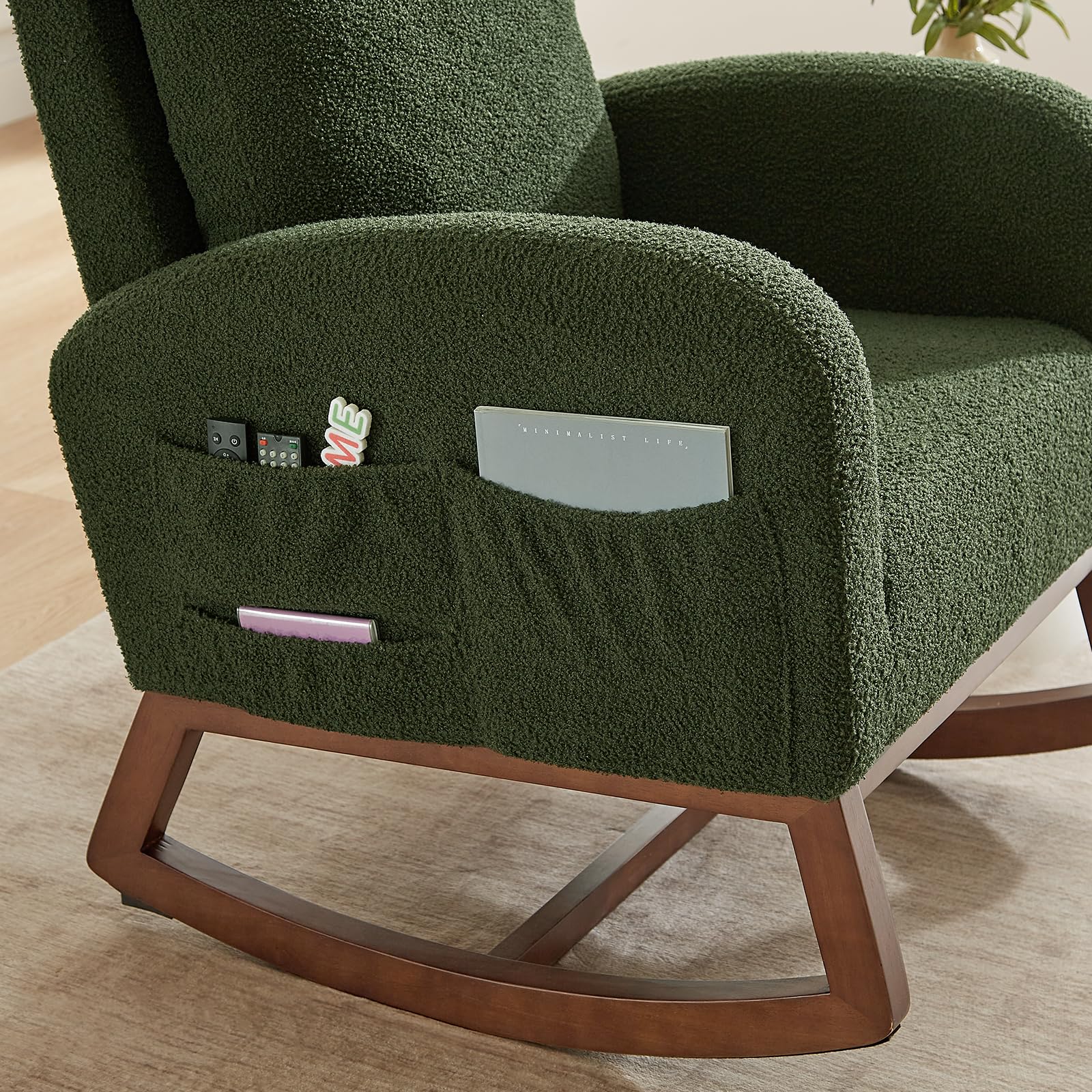 Teddy Fabric Nursery Rocking Chair with Storage Pockets