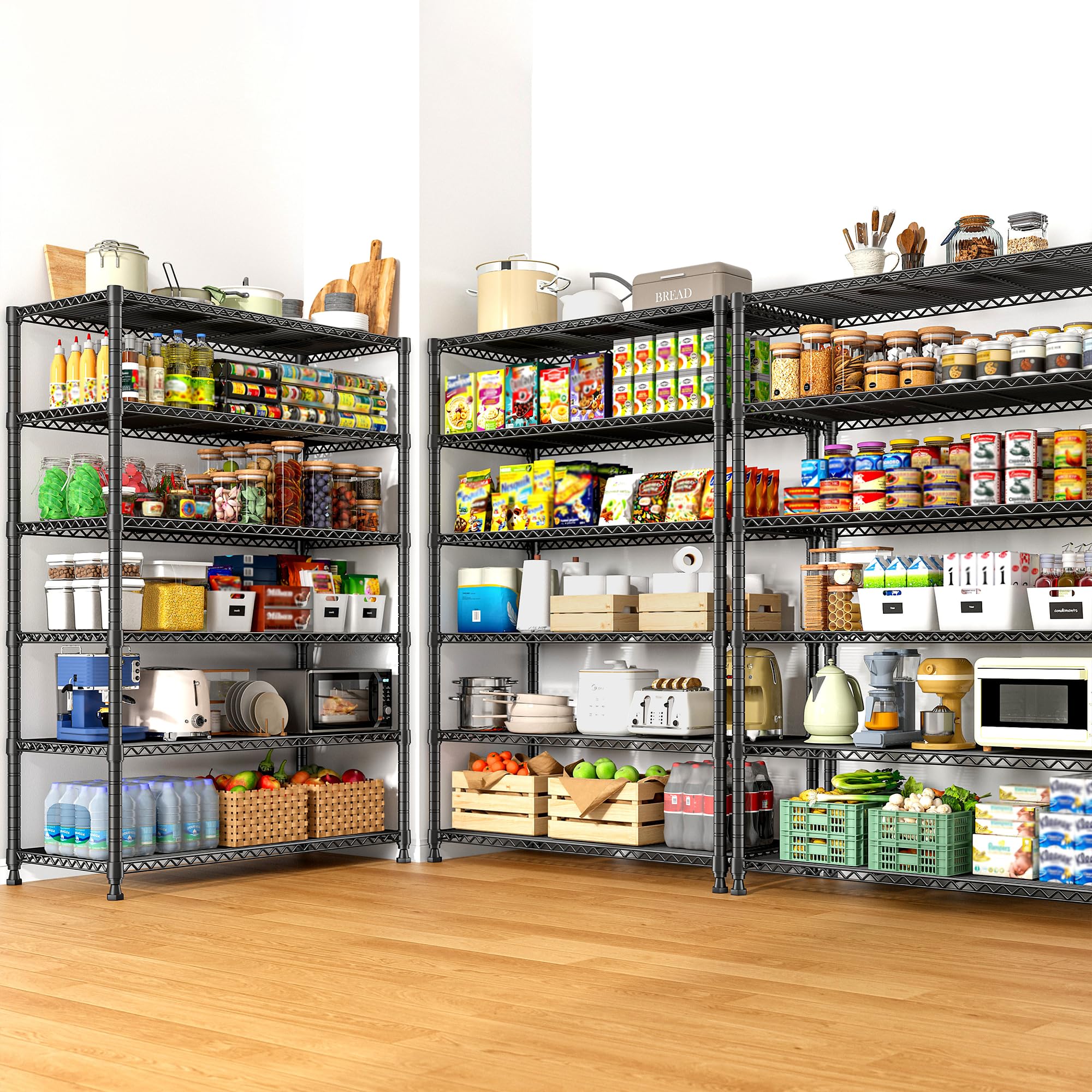 75" H Metal Shelving 6 Tier Storage Shelf Adjustable Kitchen