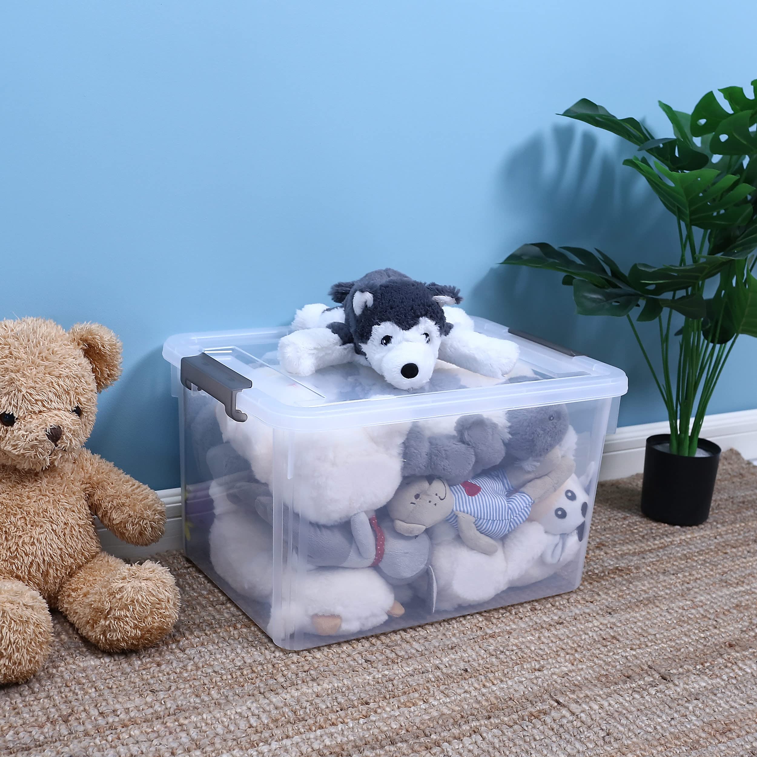 12 Qt Clear Plastic Storage Bins with Lids, 4-Pack