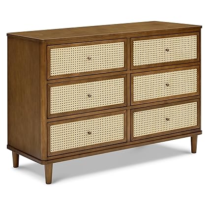 Namesake Marin with Cane 6 Drawer Dresser in Honey and Honey Cane