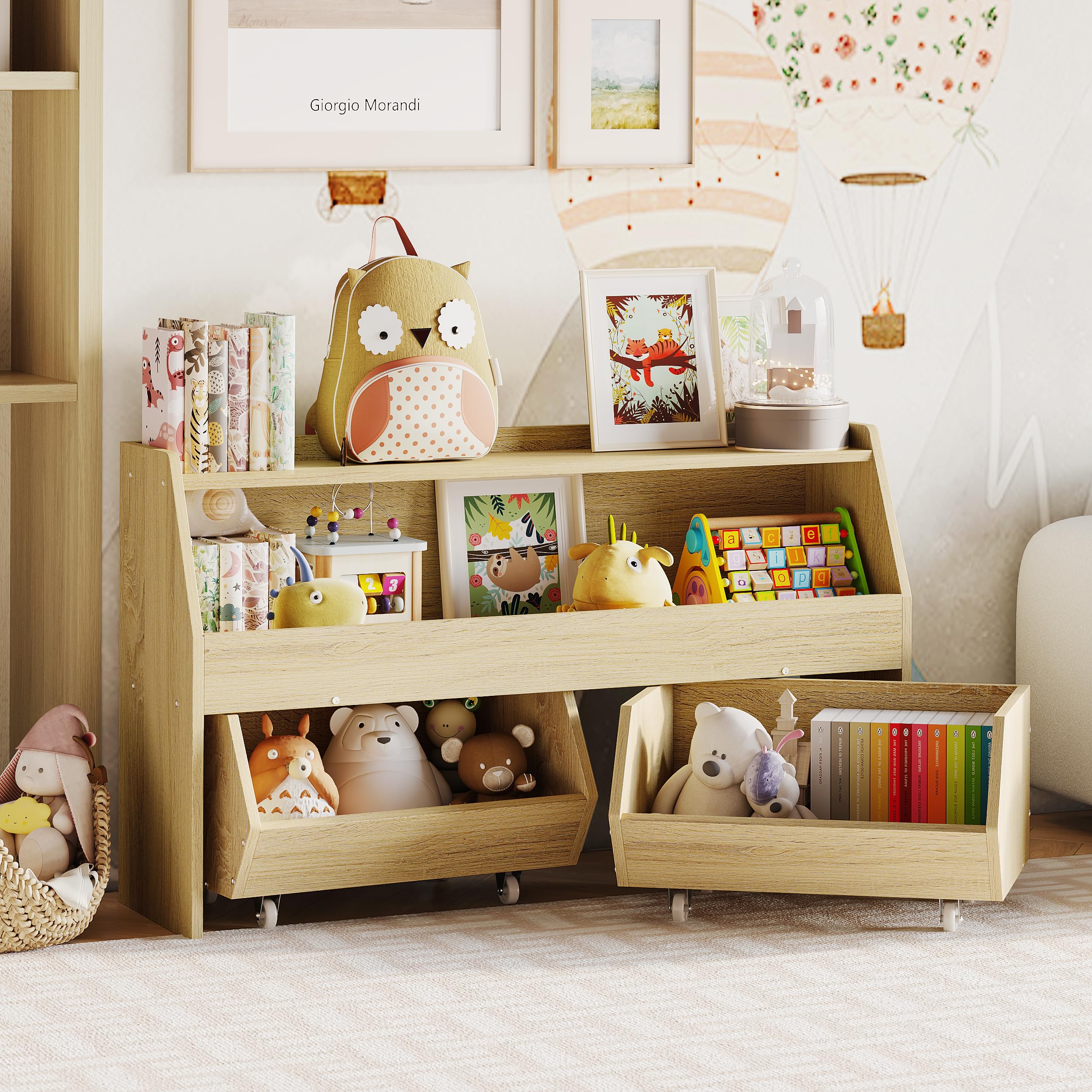 Kids Toy Storage Organizer with Drawers and Wheels