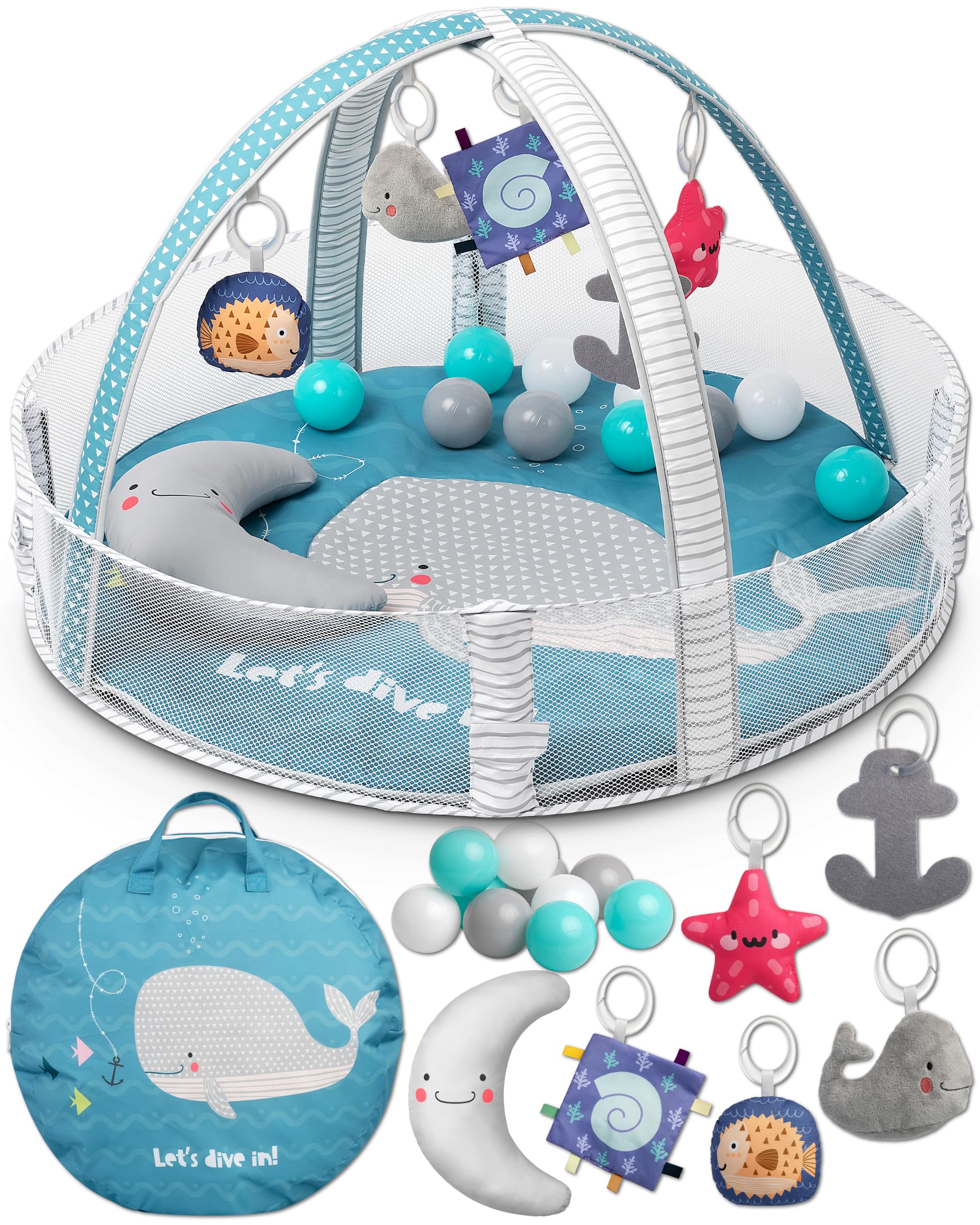 Baby Play Gym, Activity Mat | Baby Ball Pit Play Area with 5 Detachable