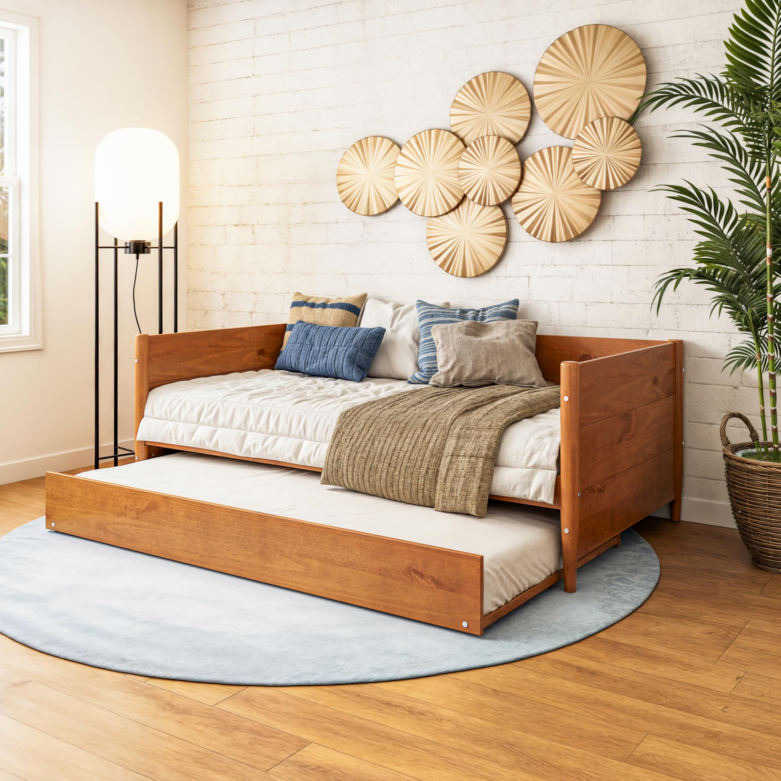 Mid-Century Modern Twin Daybed with Trundle