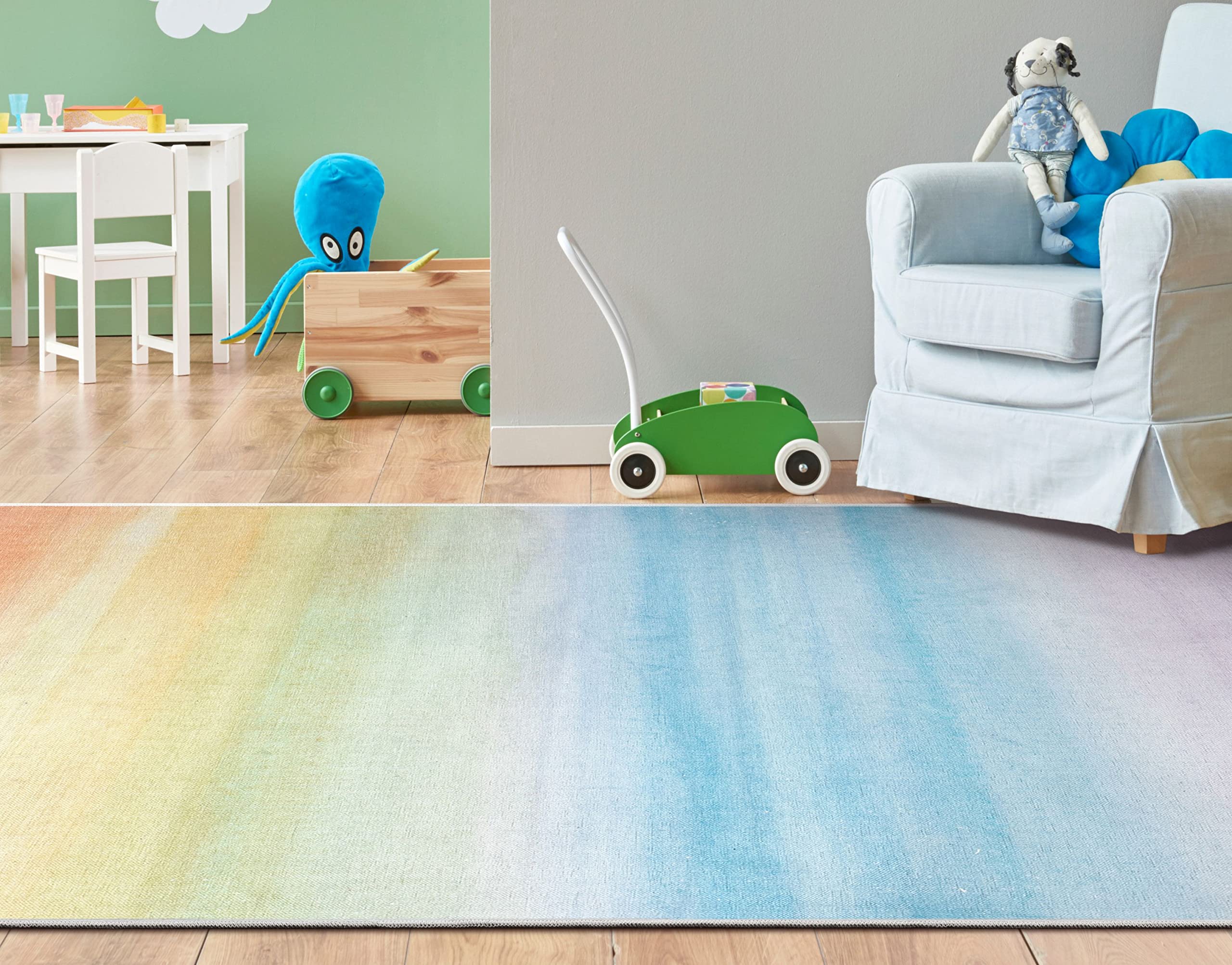 Kids Rugs Sunrise 5' x 7' Multi Color Modern Printed Machine Washable Area Rug