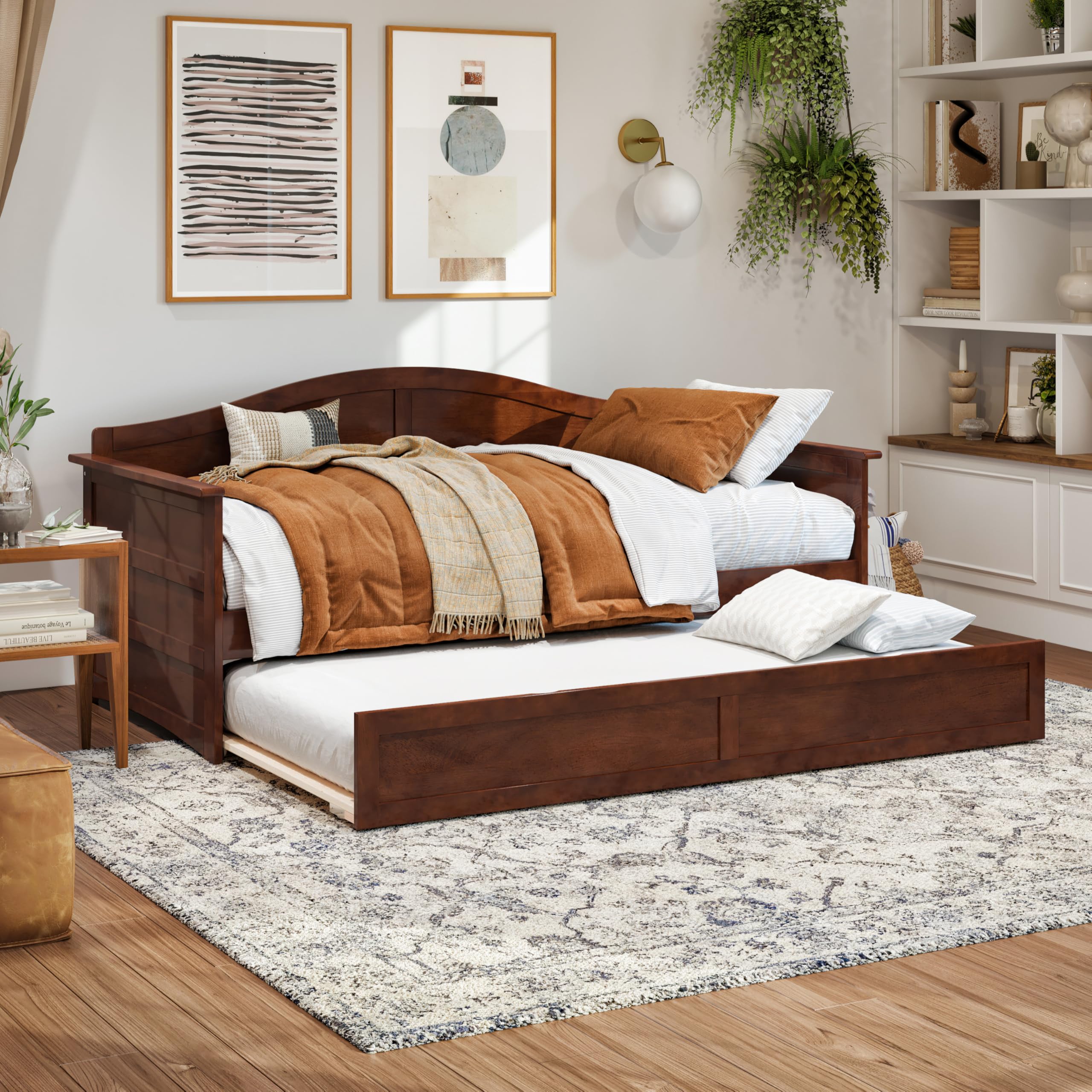 Acadia Twin Size Wood Daybed Frame with Twin Trundle
