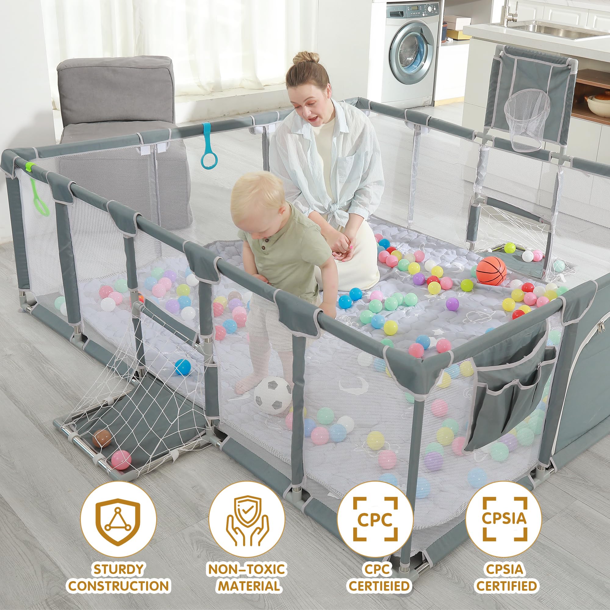 Baby Playpen with Mat and Accessories