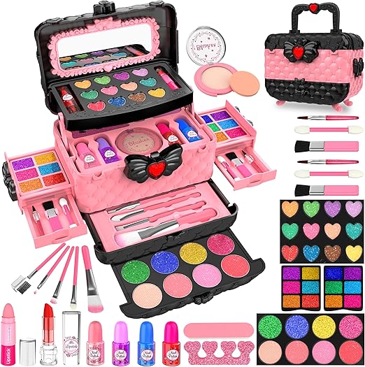 Makeup Kit for Girls, Princess Real Washable Pretend Play Cosmetic Set