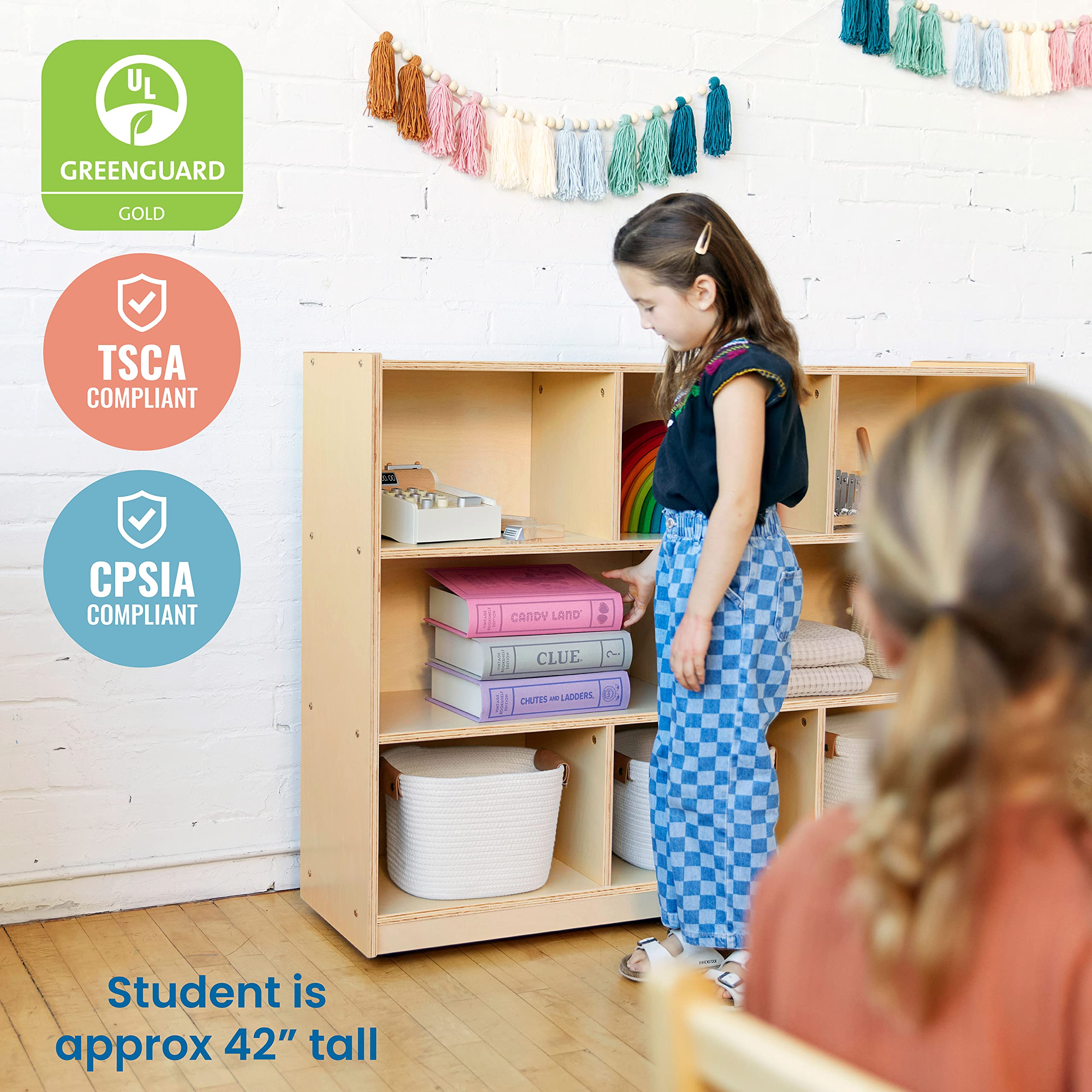 8-Compartment Mobile Storage Cabinet for Classroom and Playroom