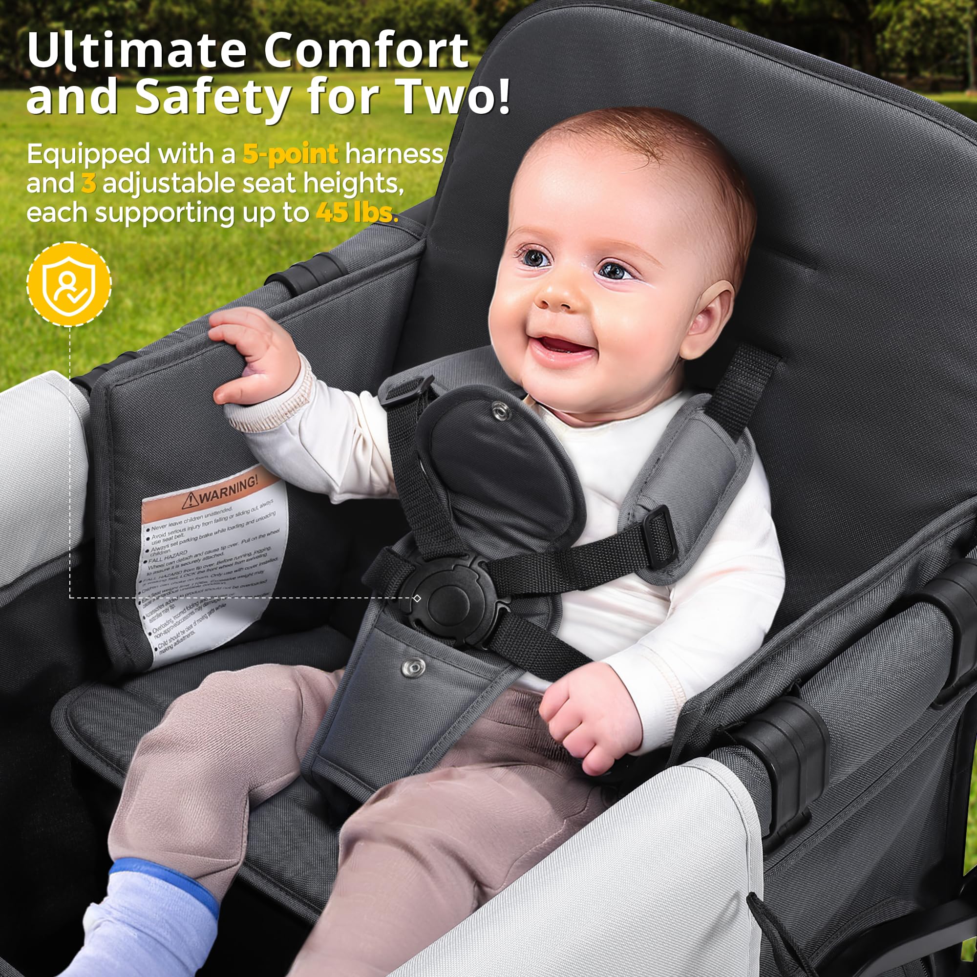 All-Terrain Double Stroller Wagon with UV50+ Canopy