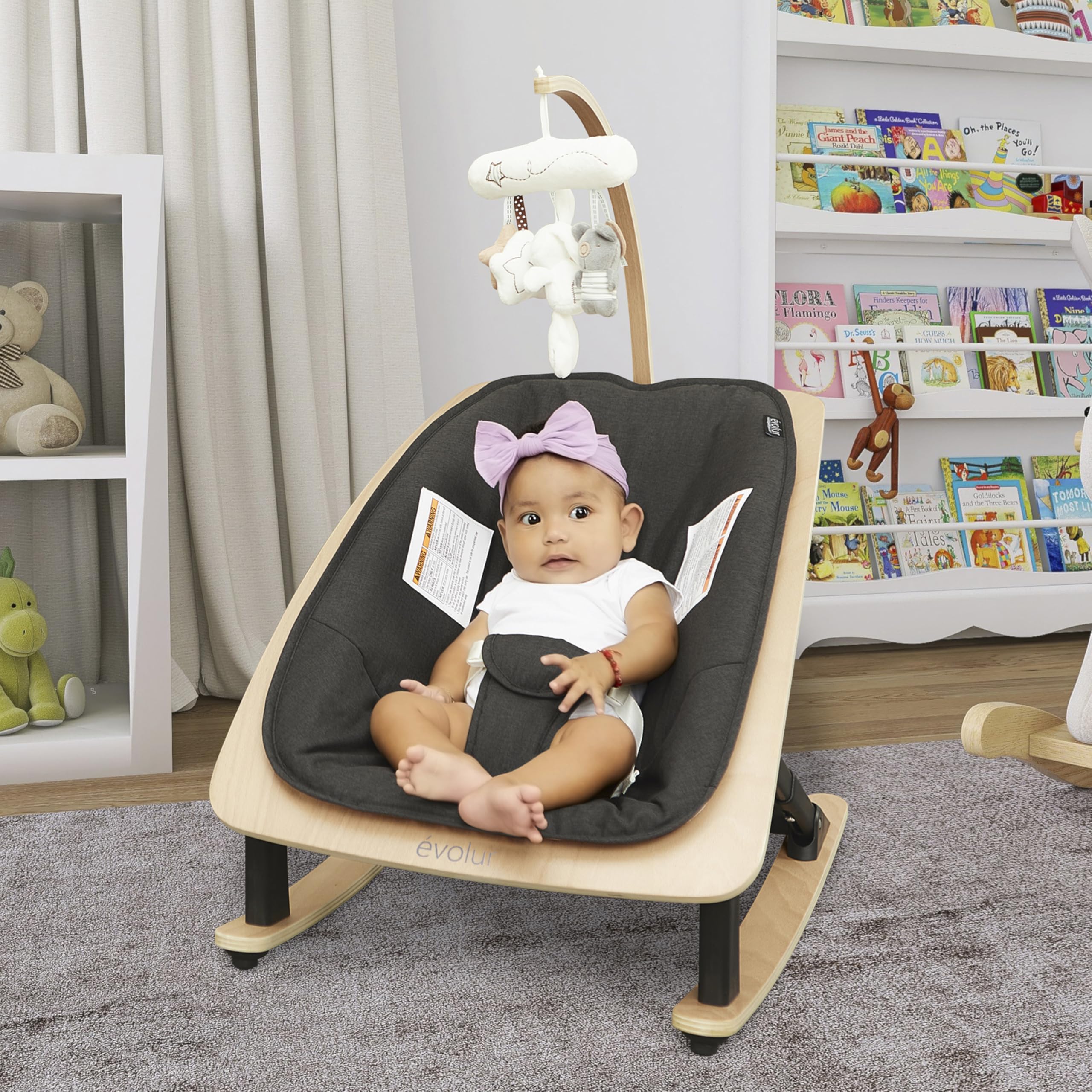 Tory 2-in-1 Rocker & Chair, Black
