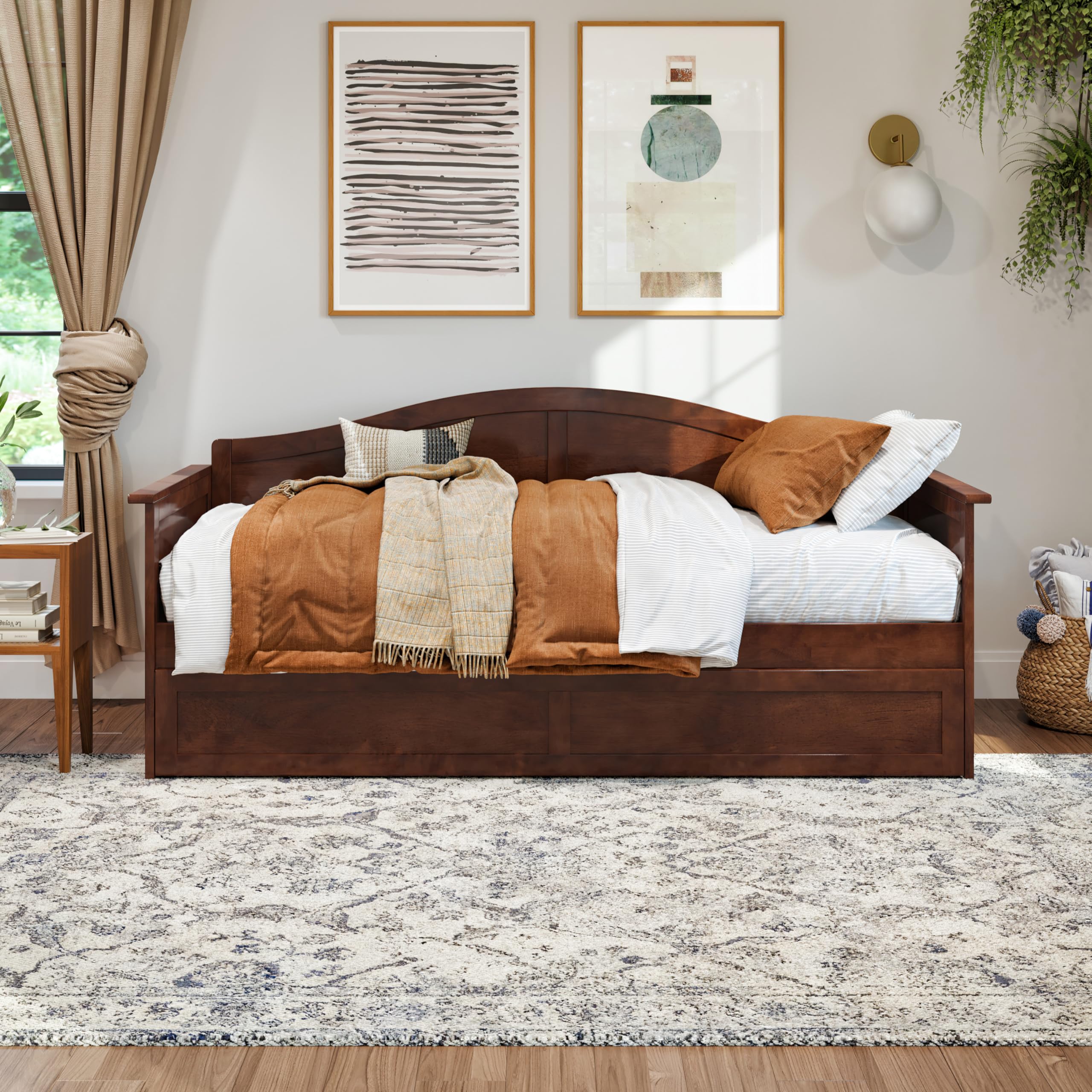 Acadia Twin Size Wood Daybed Frame with Twin Trundle