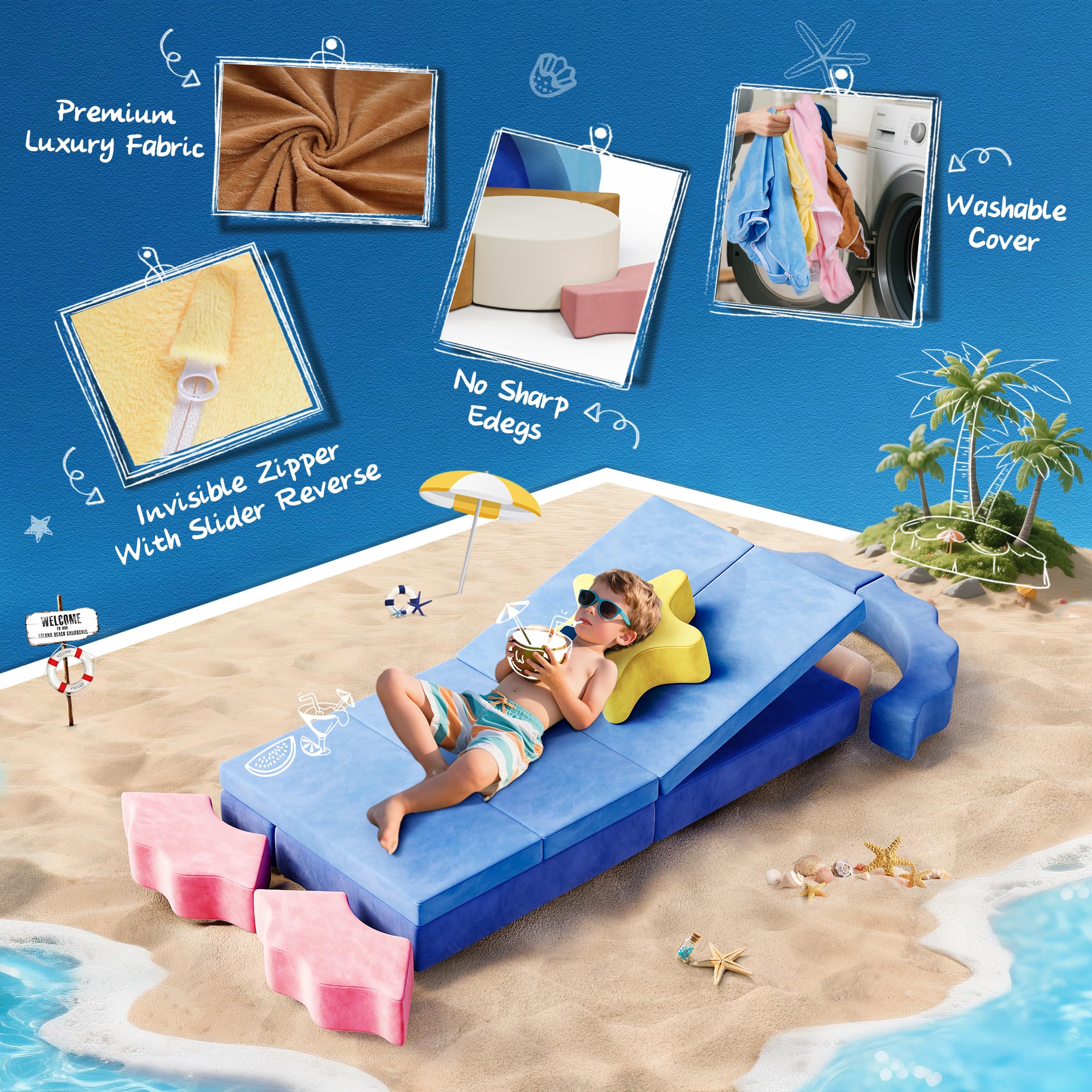 Modular Kids Play Couch - Sea Theme