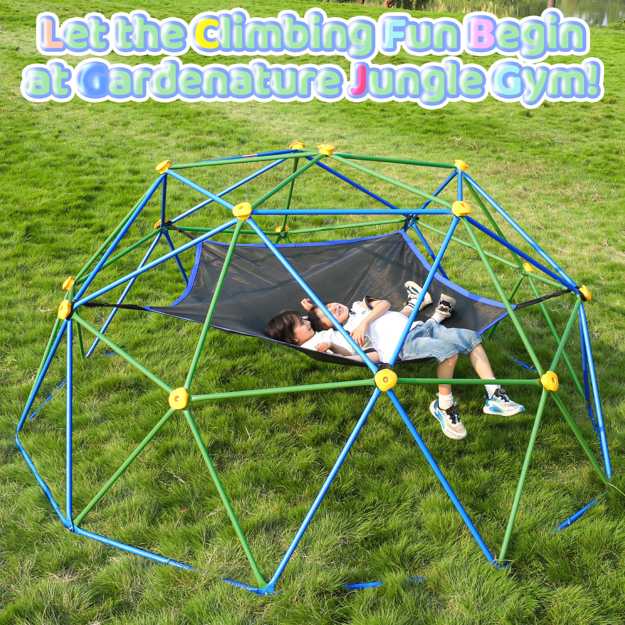 10FT Climbing Dome with Hammock for Kids