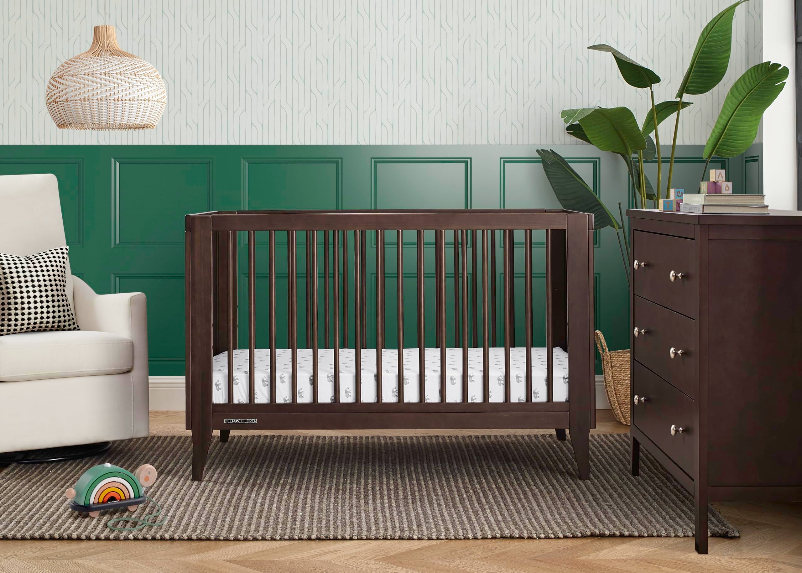 Children Ollie 4-in-1 Convertible Crib - Greenguard Gold Certified, Walnut Espresso