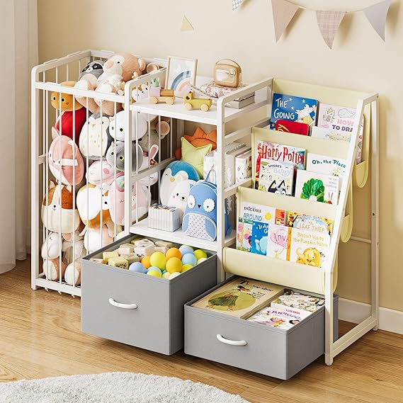 Kids Bookshelf and Toy Storage, Large 3 Tier Book Shelf for Kids Rooms