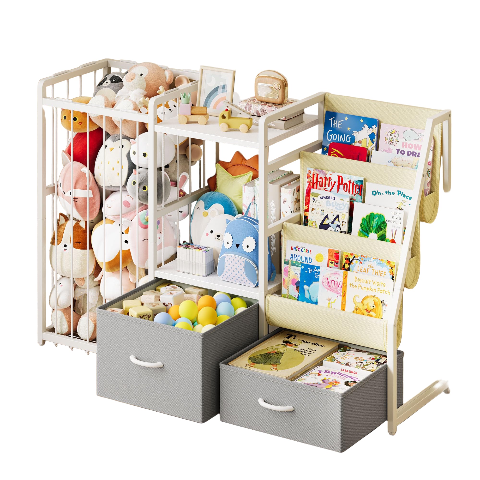 Kids Bookshelf and Toy Storage, Large 3 Tier Book Shelf for Kids Rooms