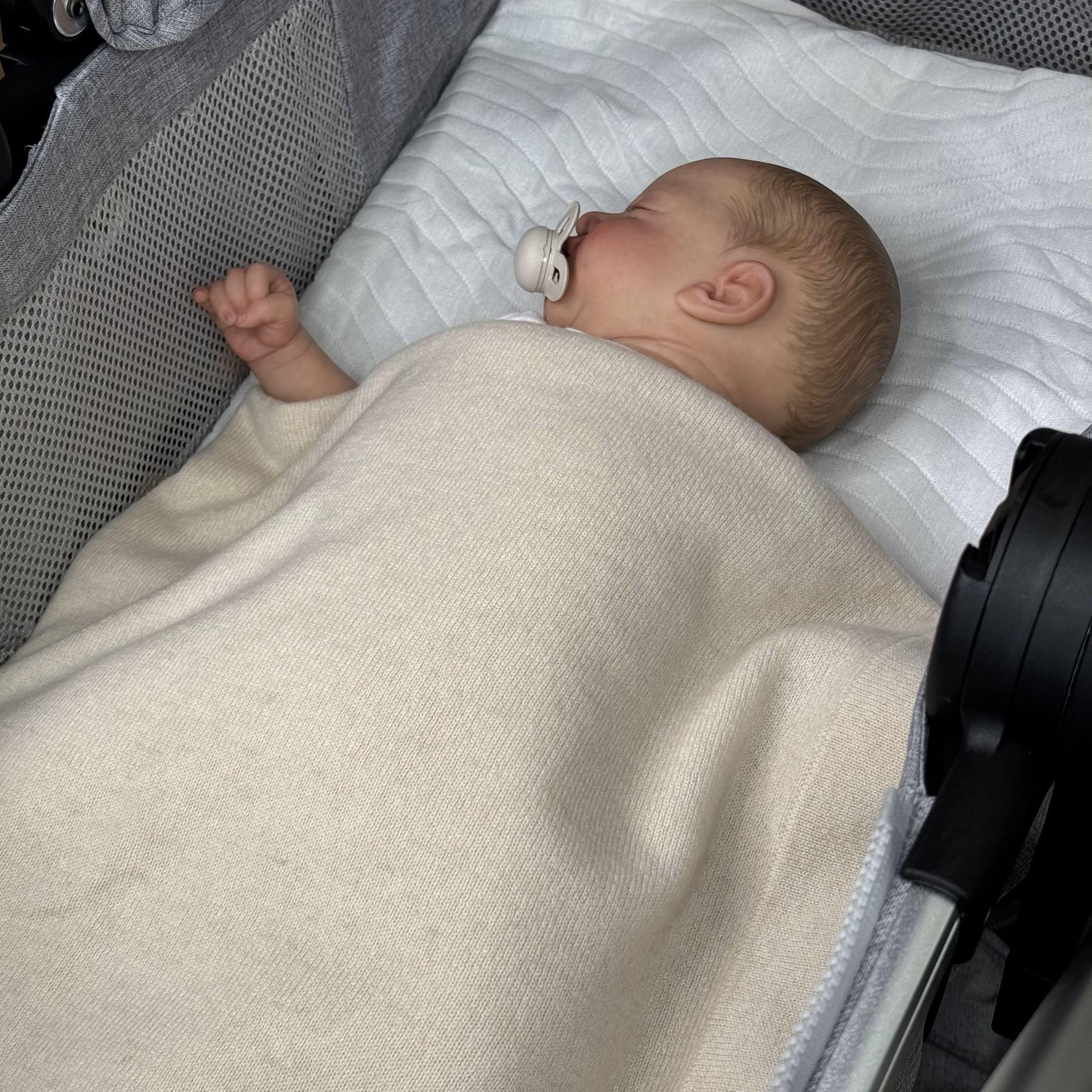 Cashmere Baby Blanket Luxe Knit Design in Natural - 32" x 40"