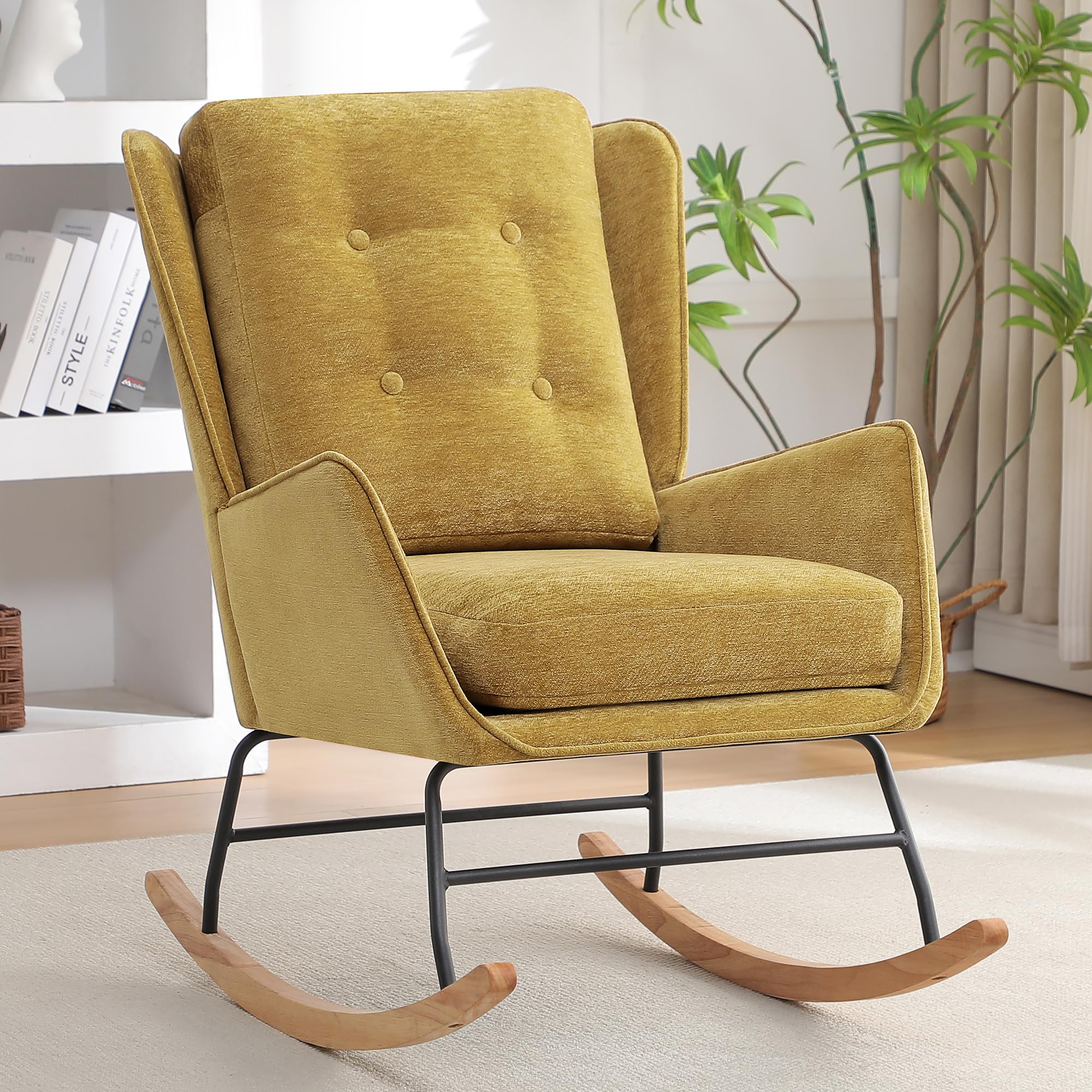 Nursery Rocking Chair with High Backrest