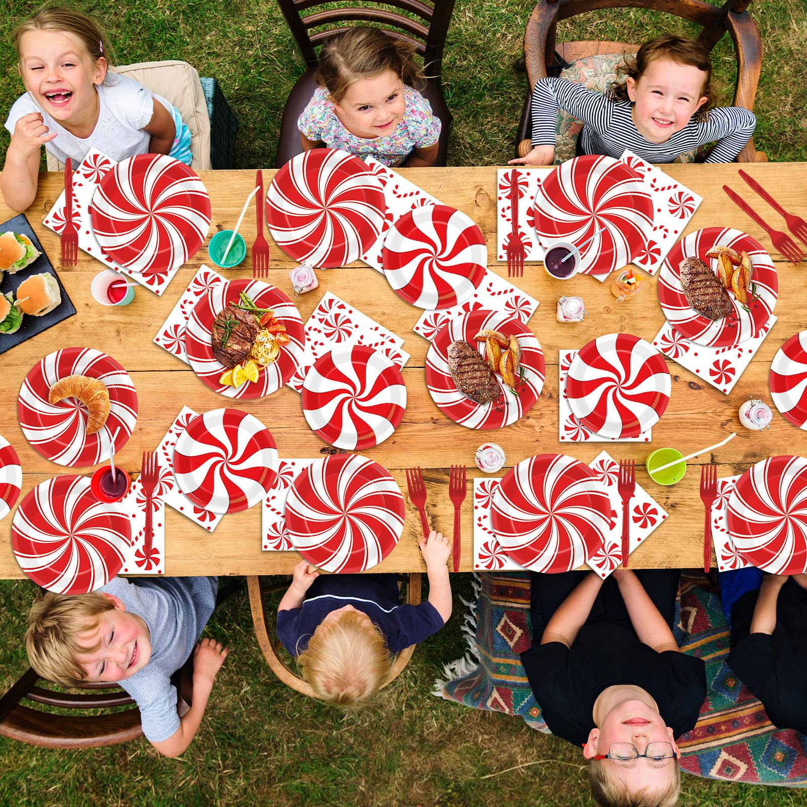 Christmas Peppermint Candy Paper Plates Party Supplies Tableware S