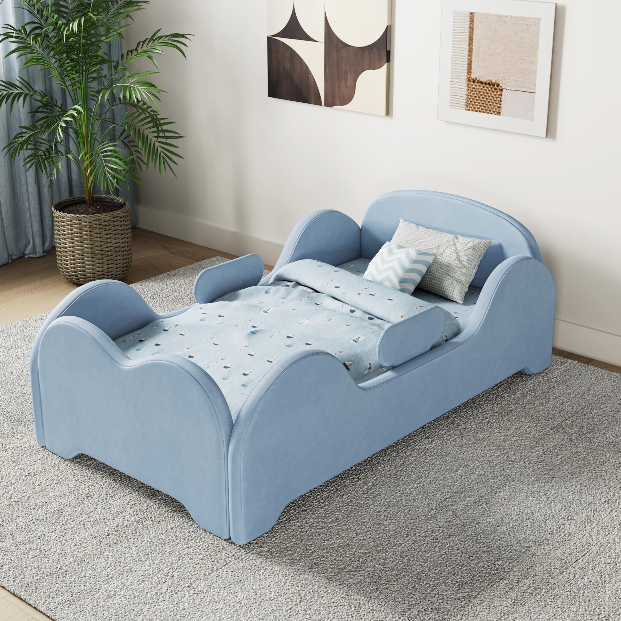 Toddler Bed, Toddler Flood Bed with Extra Safety Broad